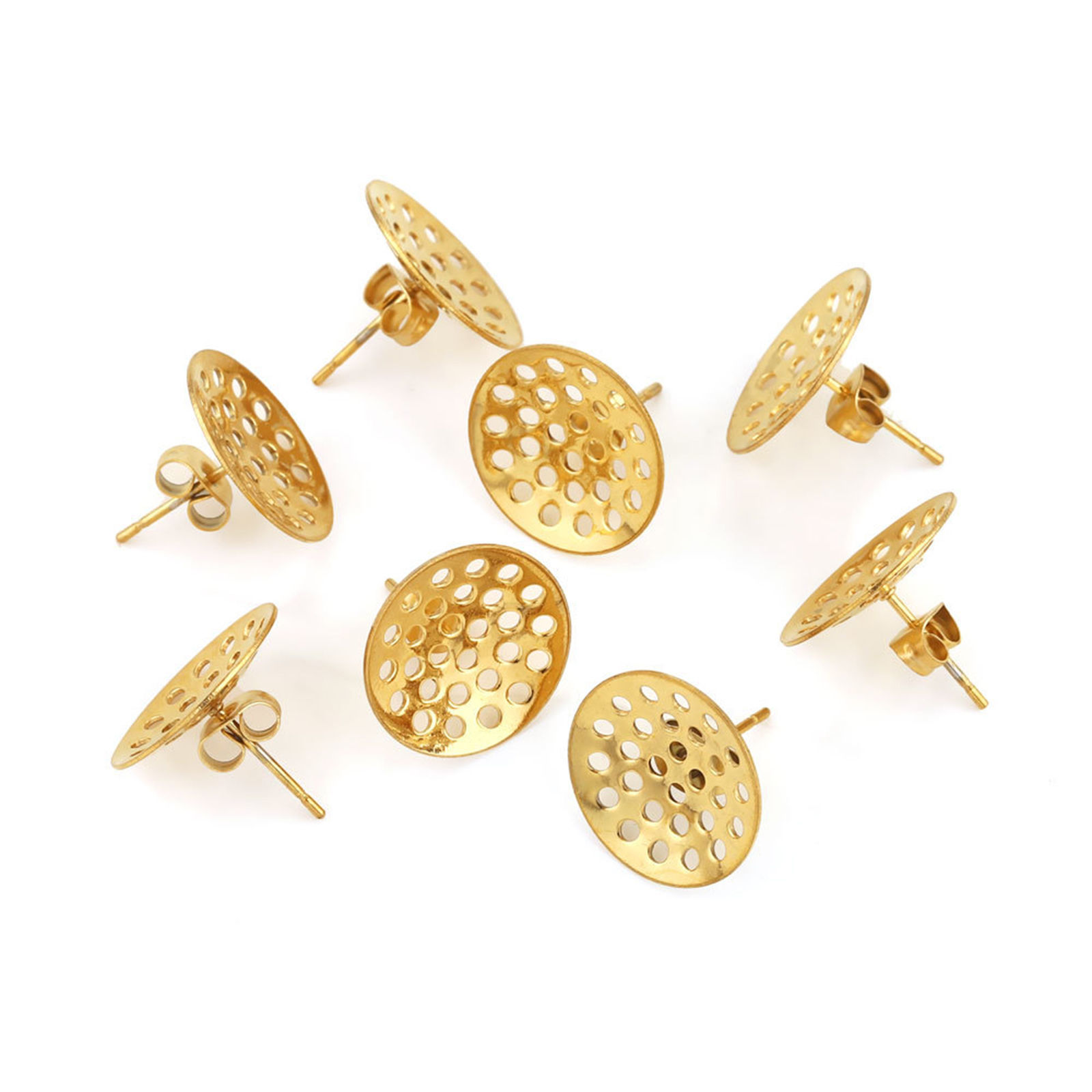 Image de Accessories de Boucle d'Oreille Stud Accessories pour DIY Fabrication de Bijoux en 304 Acier Inoxydable Rond Coller sur 6 Pcs