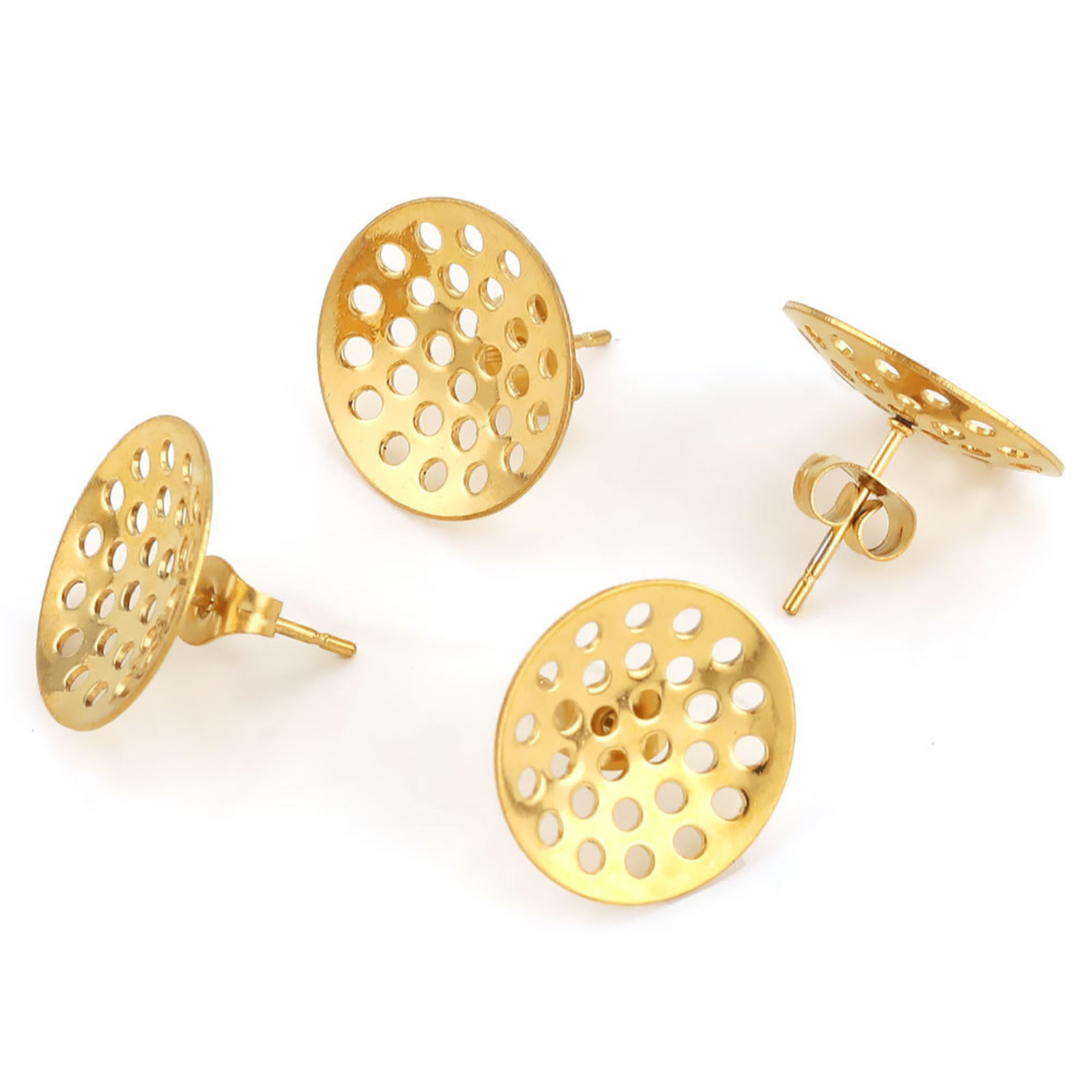 Image de Accessories de Boucle d'Oreille Stud Accessories pour DIY Fabrication de Bijoux en 304 Acier Inoxydable Rond Coller sur 6 Pcs