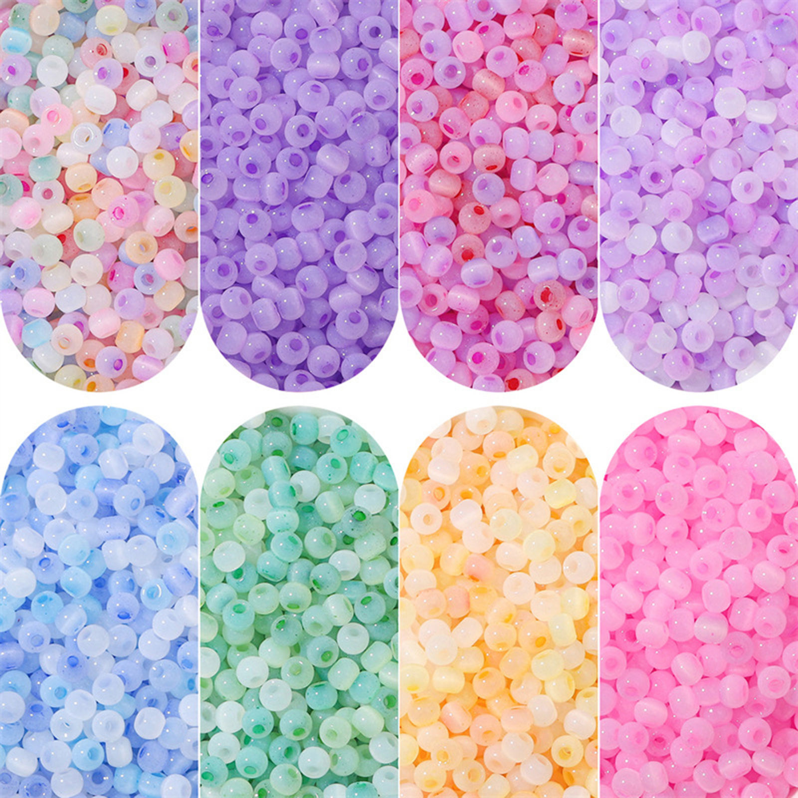Picture of Glass Seed Beads Round Rocailles Multicolor Cat's Eye Imitation About 4mm Dia.