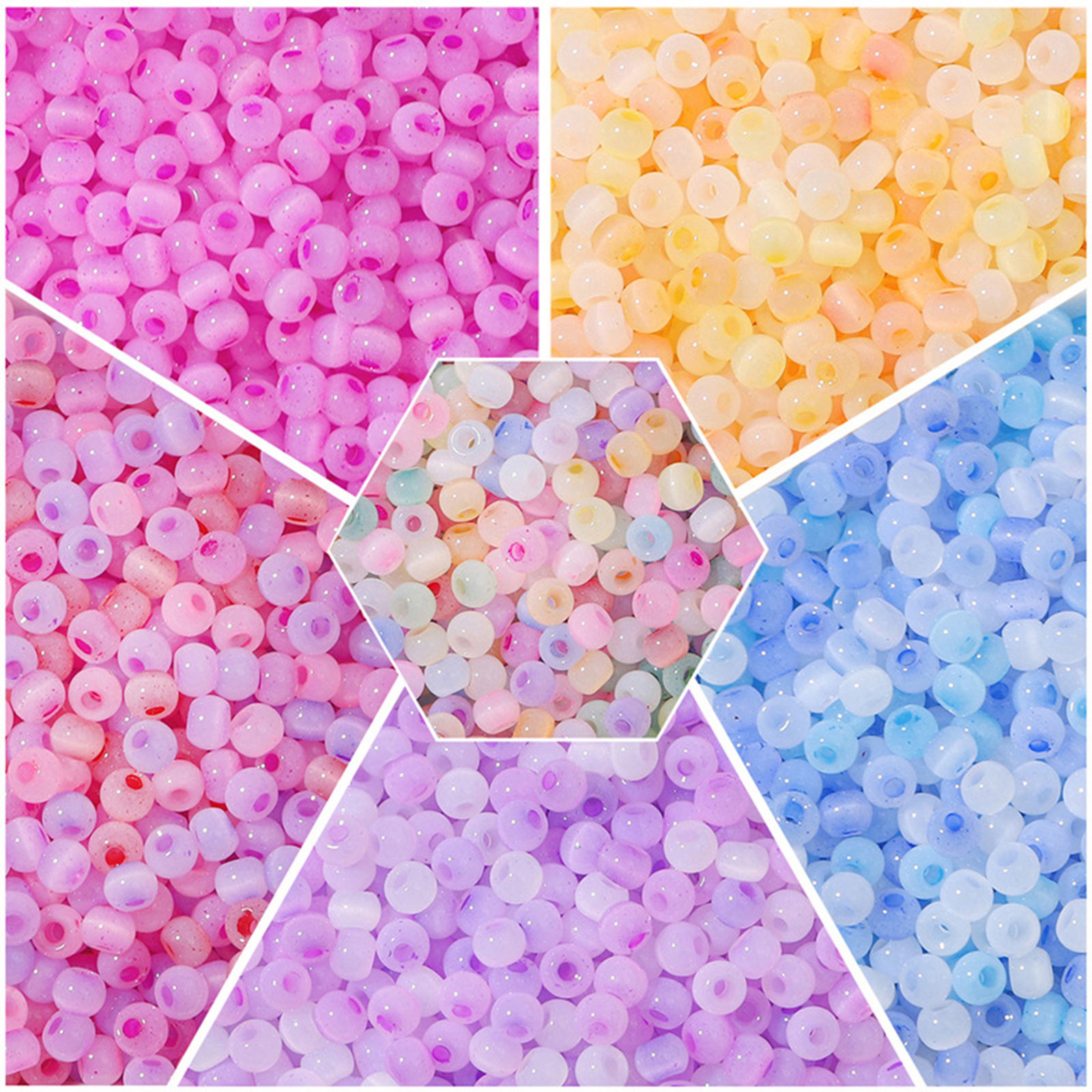 Picture of Glass Seed Beads Round Rocailles Multicolor Cat's Eye Imitation About 4mm Dia.
