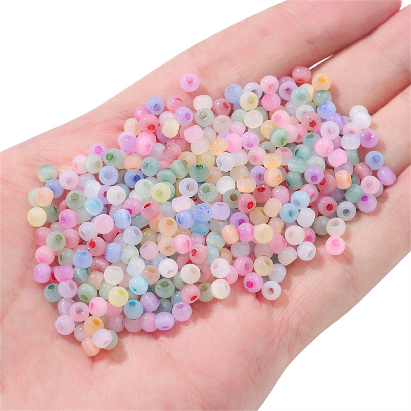 Picture of Glass Seed Beads Round Rocailles Multicolor Cat's Eye Imitation About 4mm Dia.