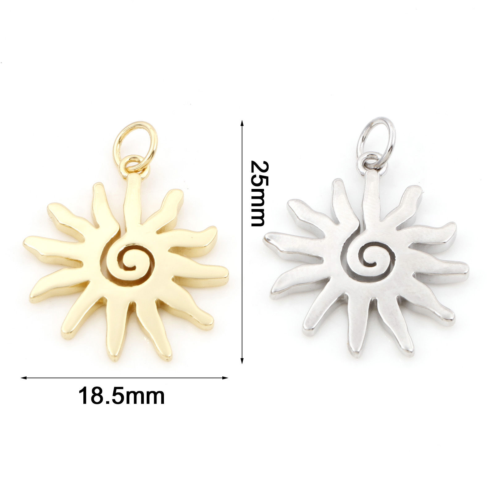 Picture of Brass Galaxy Charms Multicolor Sun Spiral 25mm x 18.5mm