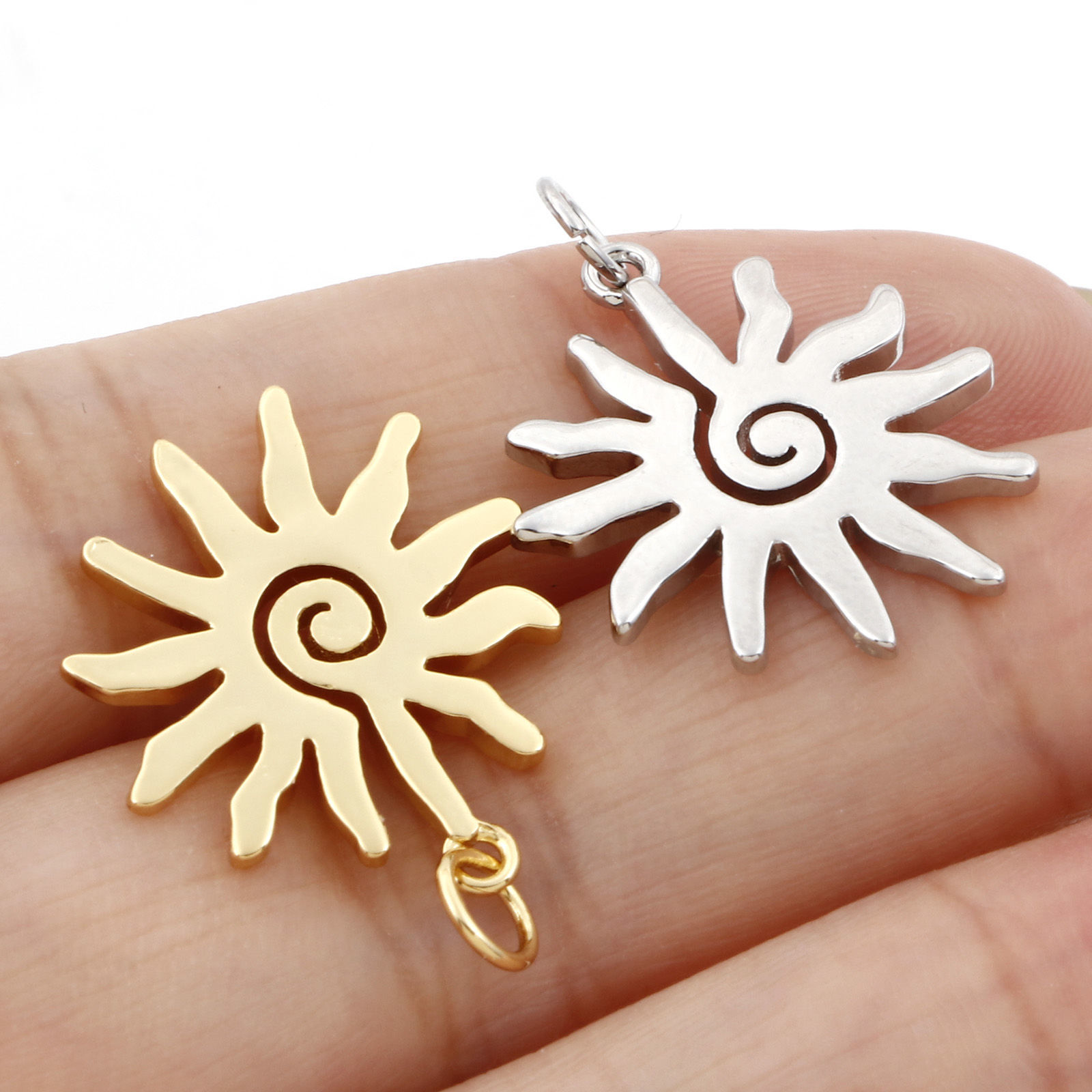Picture of Brass Galaxy Charms Multicolor Sun Spiral 25mm x 18.5mm