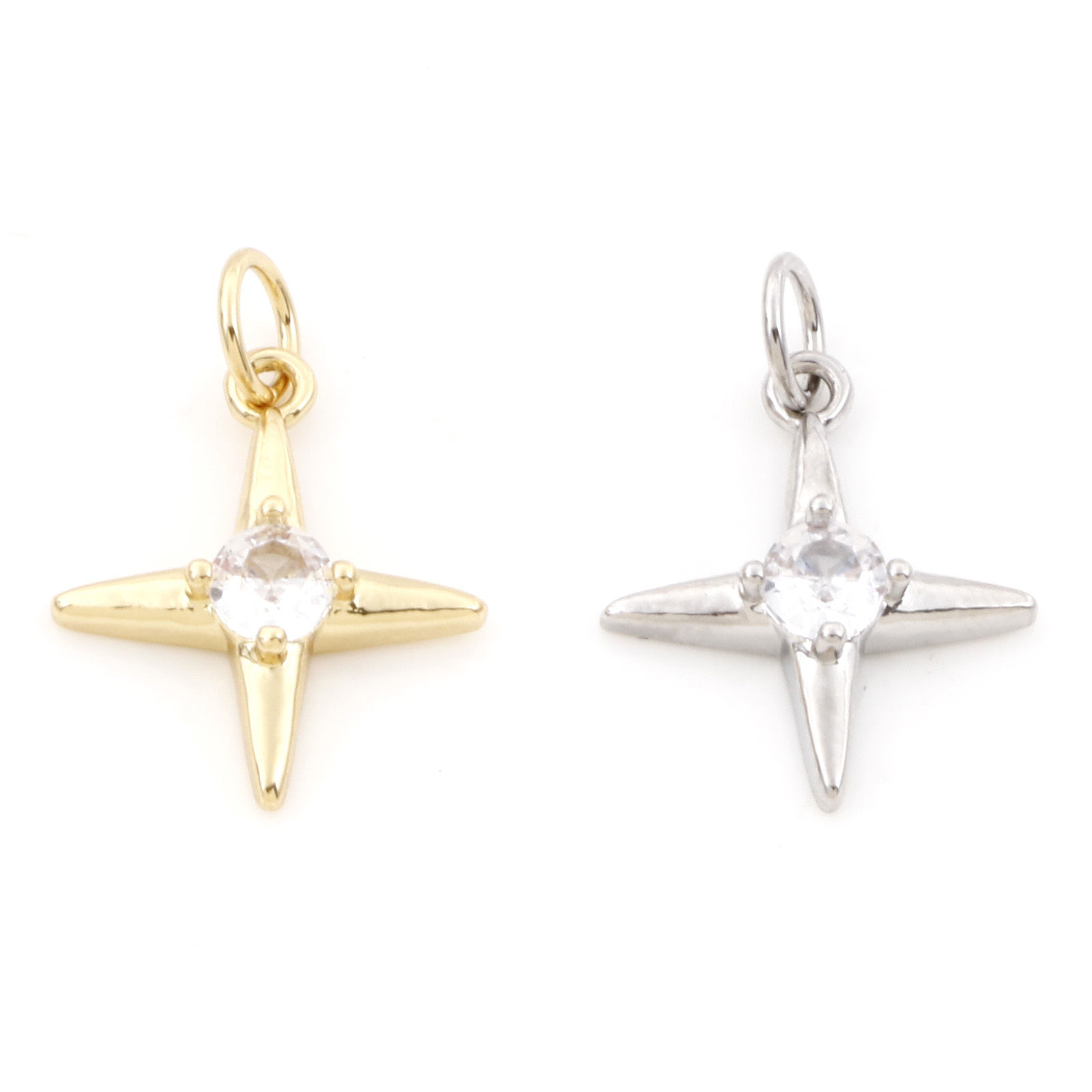 Picture of Brass Galaxy Charms Multicolor Star Clear Cubic Zirconia 20mm x 14mm