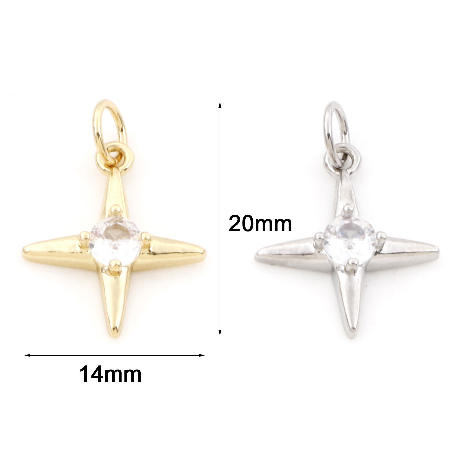Picture of Brass Galaxy Charms Multicolor Star Clear Cubic Zirconia 20mm x 14mm