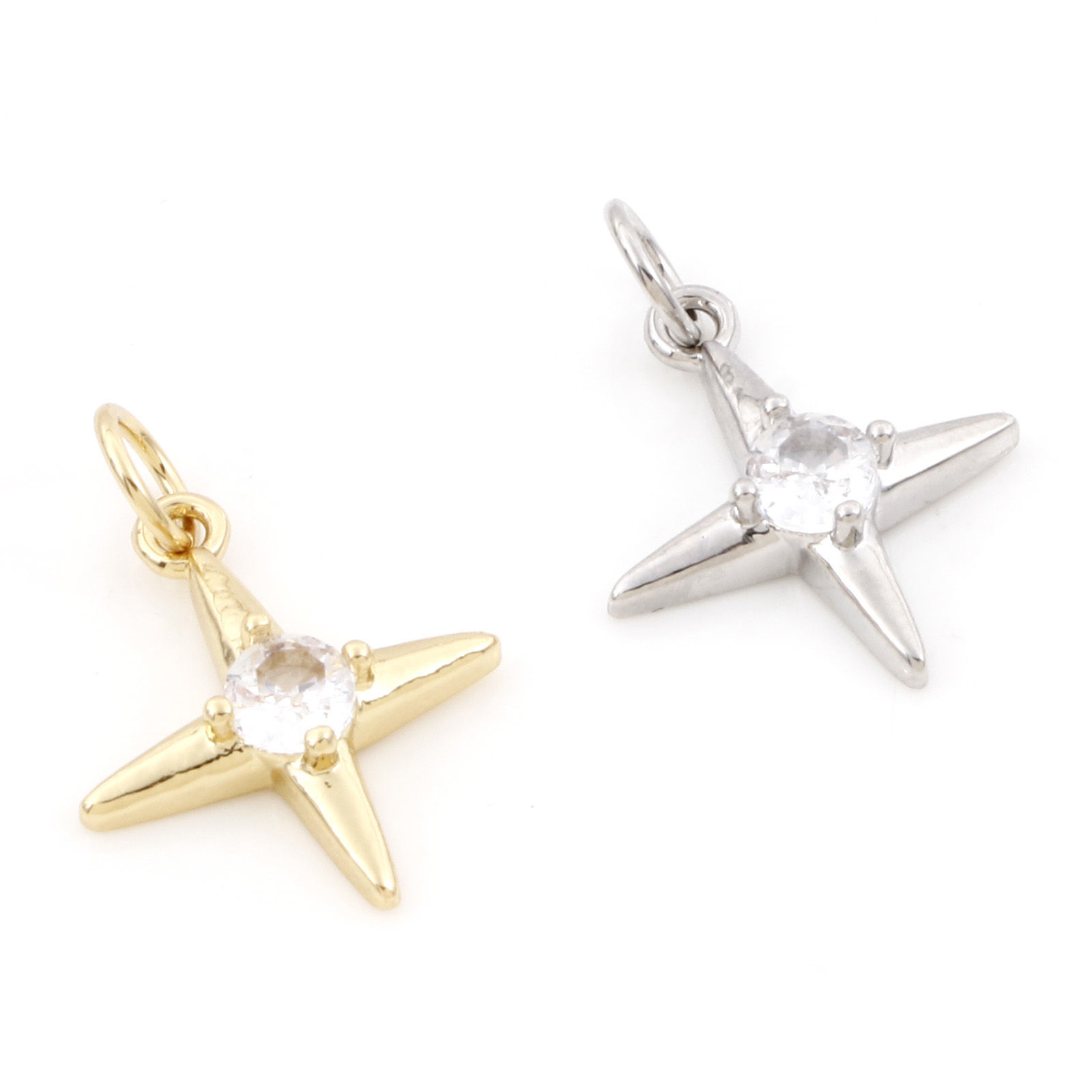 Picture of Brass Galaxy Charms Multicolor Star Clear Cubic Zirconia 20mm x 14mm