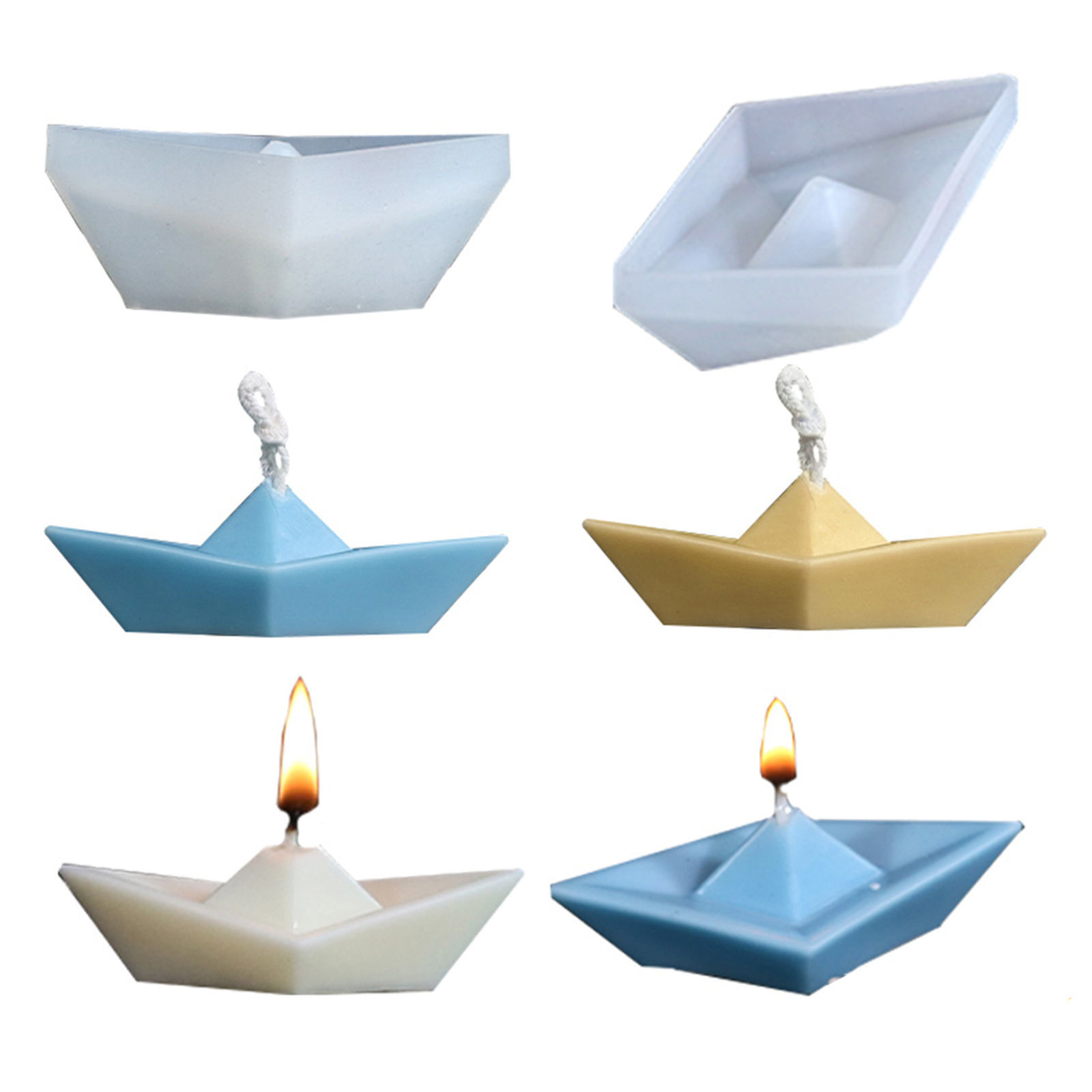 Picture of Silicone Resin Mold For Candle Soap DIY Making Boat White