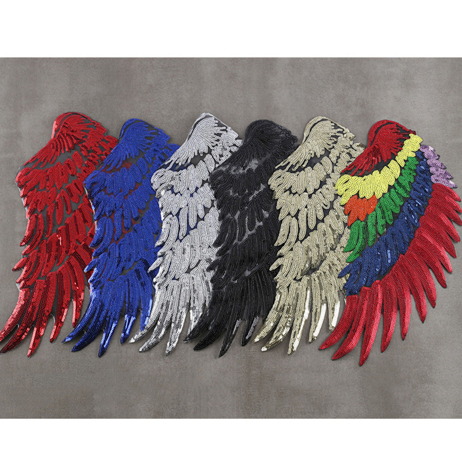 Imagen de PET Apliques De Hierro Sobre Parches (Con Cola De Espalda) DIY Scrapbooking Craft Multicolor Ala Sequins 1 Par