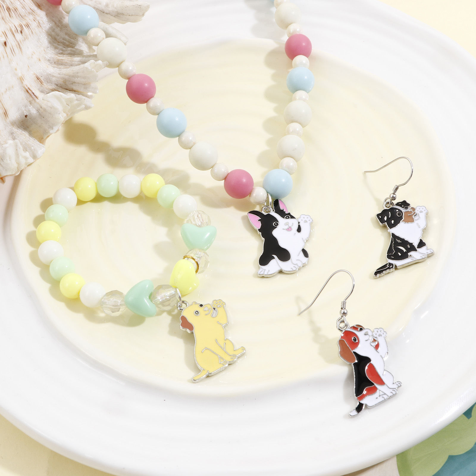 Picture of Zinc Based Alloy Charms Silver Tone Dog Animal Enamel
