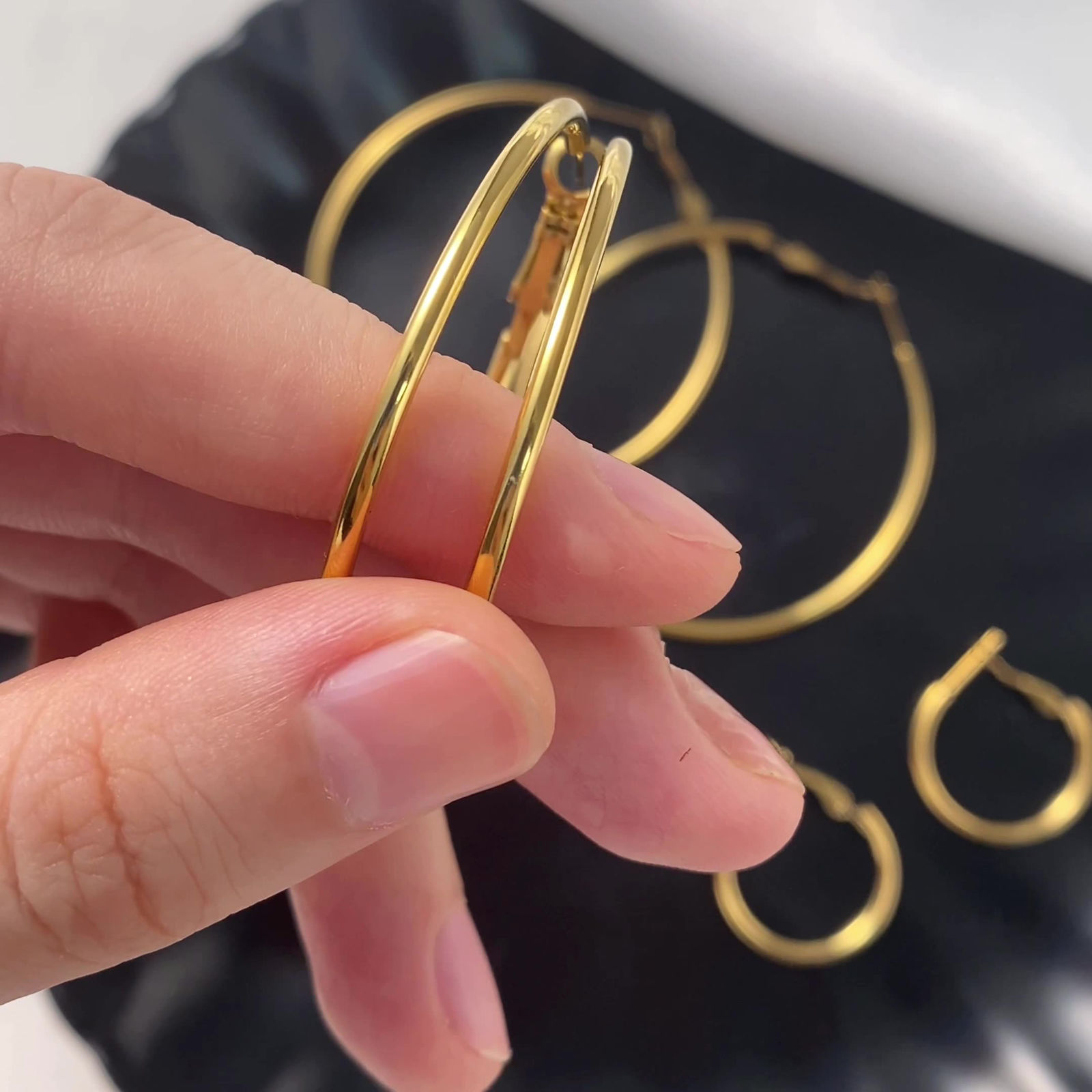 Picture of Eco-friendly Vacuum Plating Simple & Casual Simple 18K Real Gold Plated 304 Stainless Steel Hoop Earrings For Women Party