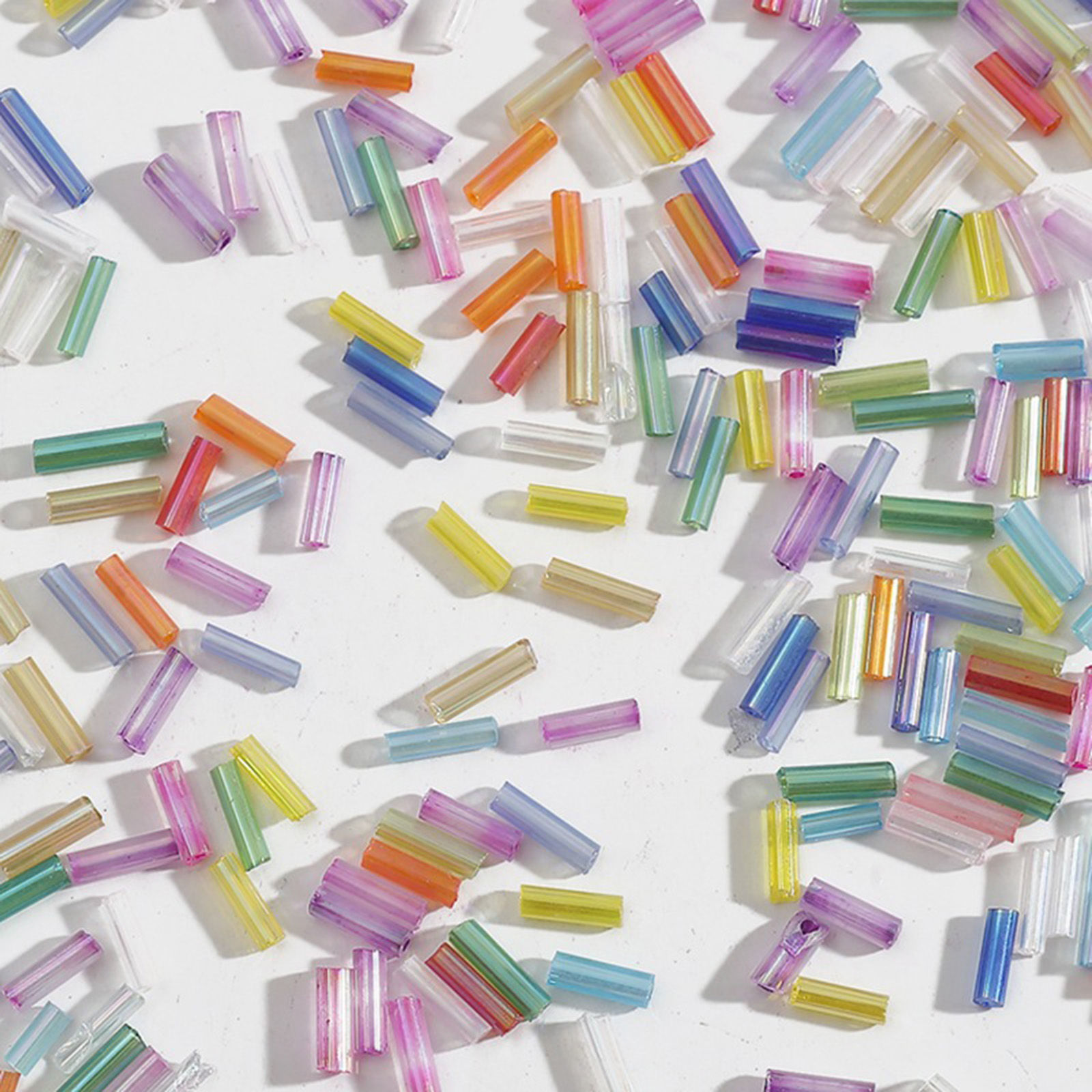 Picture of Glass Seed Beads Tube Multicolor About 7mm x 2mm