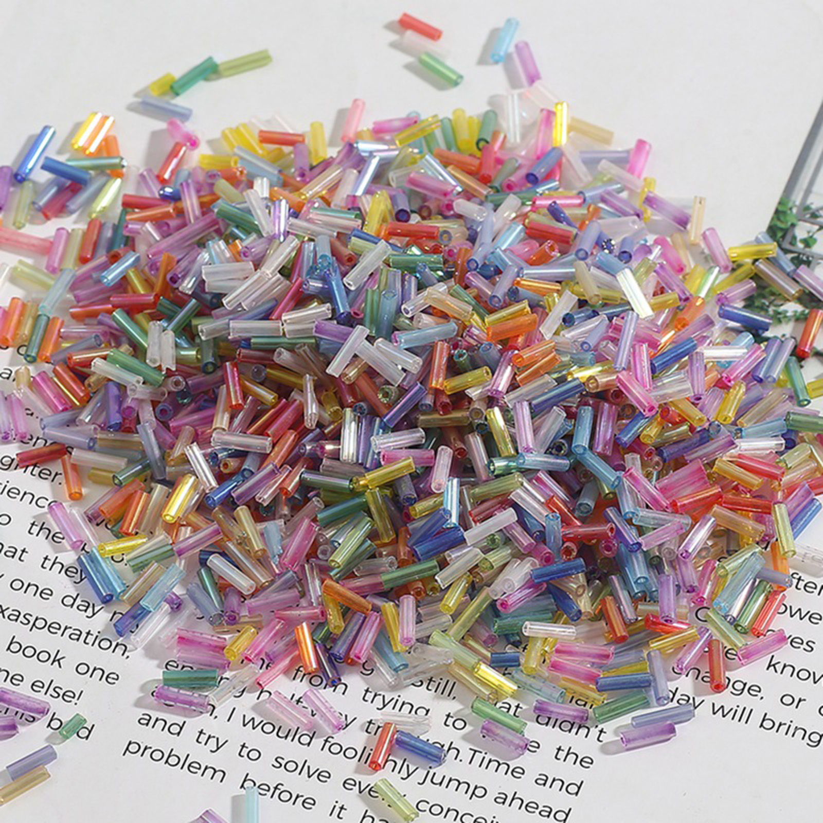 Picture of Glass Seed Beads Tube Multicolor About 7mm x 2mm