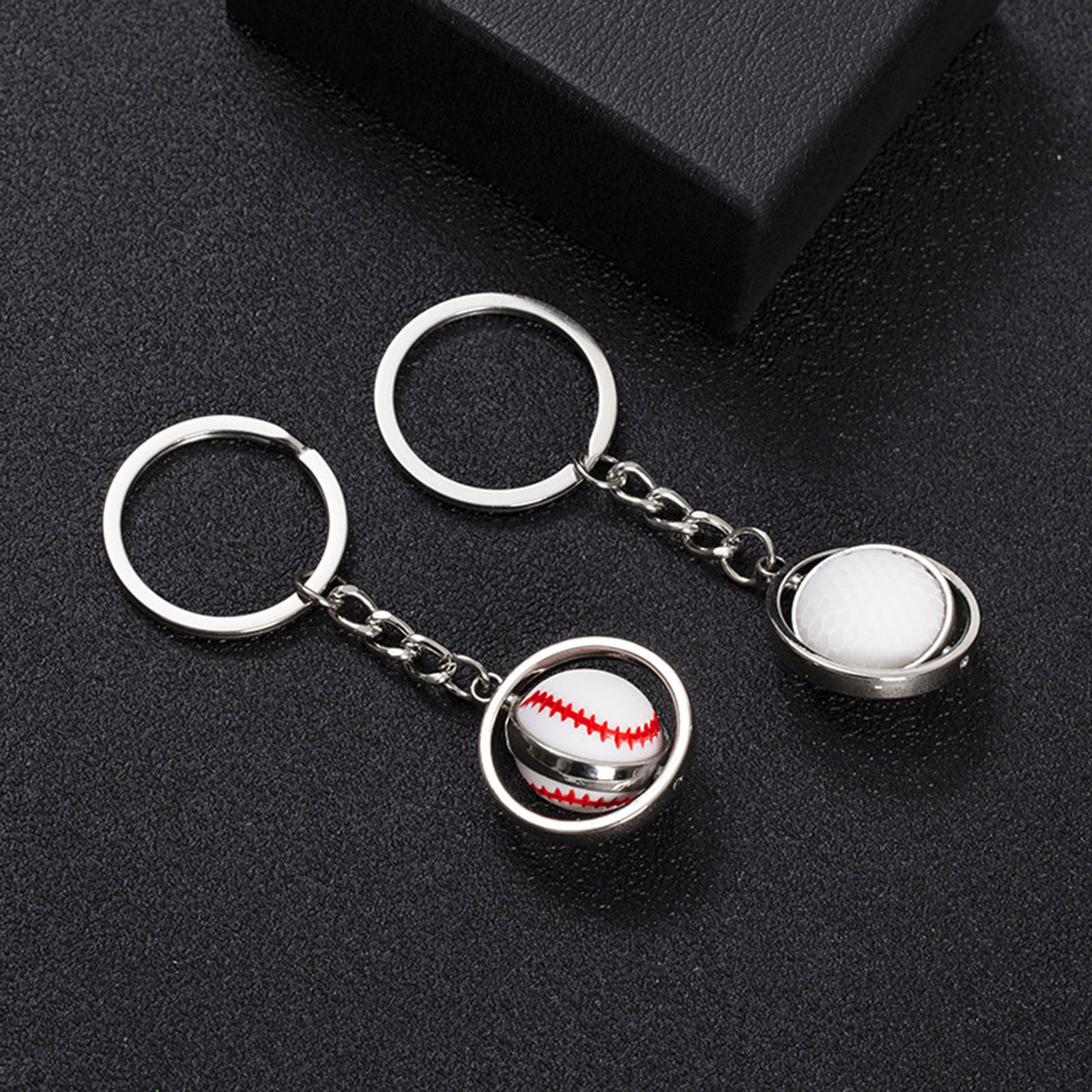 Picture of Sport Keychain & Keyring Silver Tone Basketball Football Rotatable