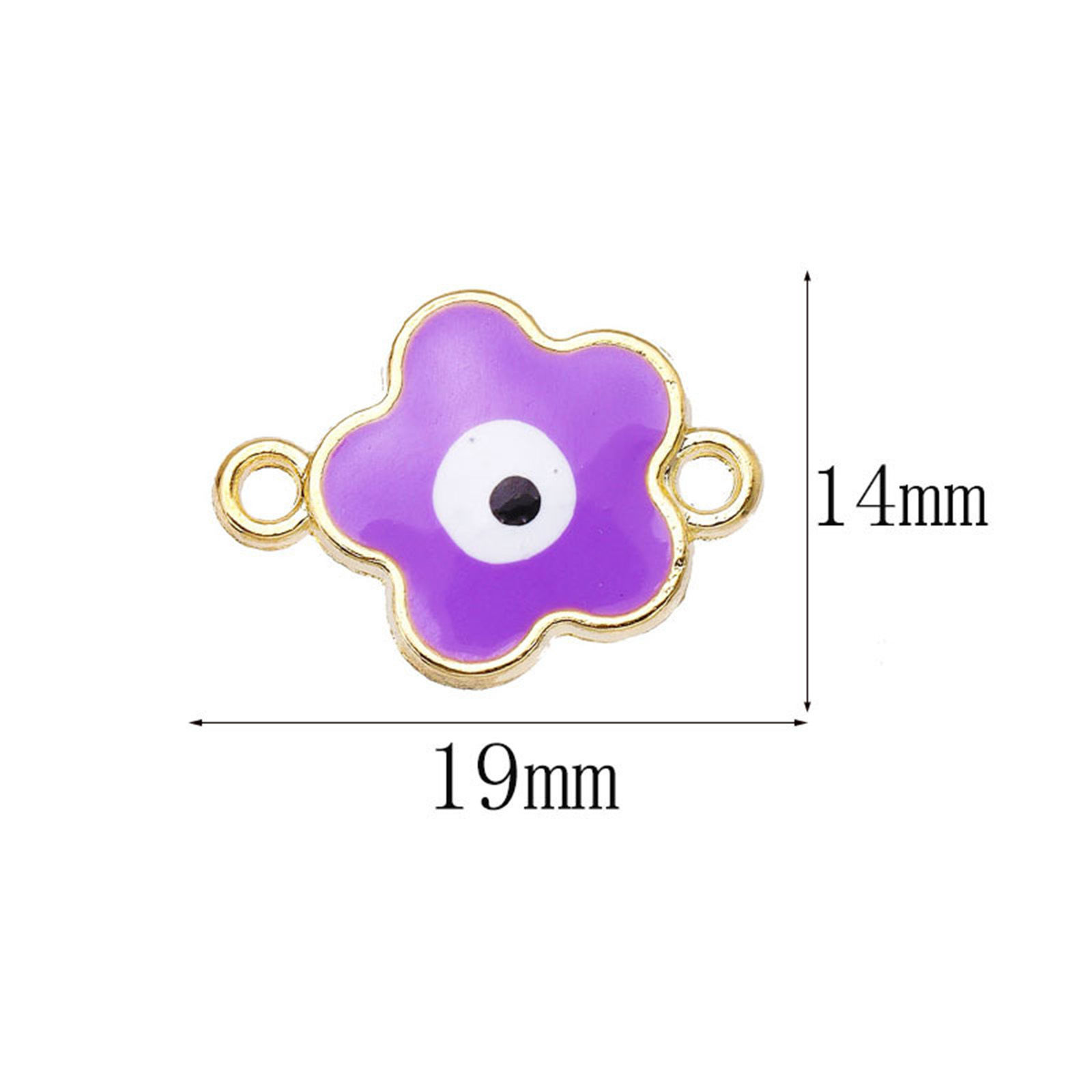 Picture of Zinc Based Alloy Religious Connectors Charms Pendants Gold Plated Multicolor Flower Evil Eye Enamel 19mm x 14mm