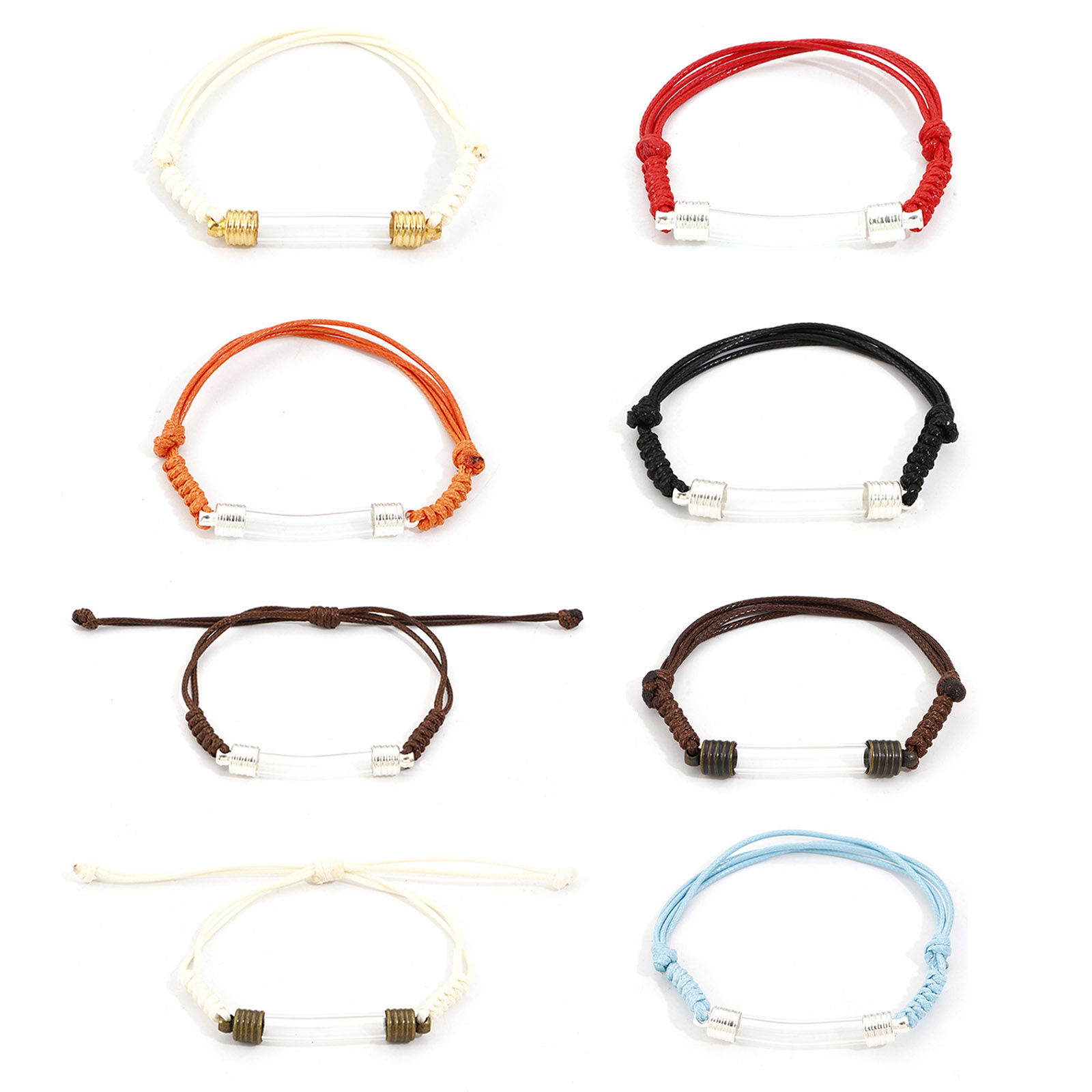 Picture of Transparent Glass Globe Bubble Bottle Braided Bracelets Accessories Findings Multicolor Curved Tube Can Open