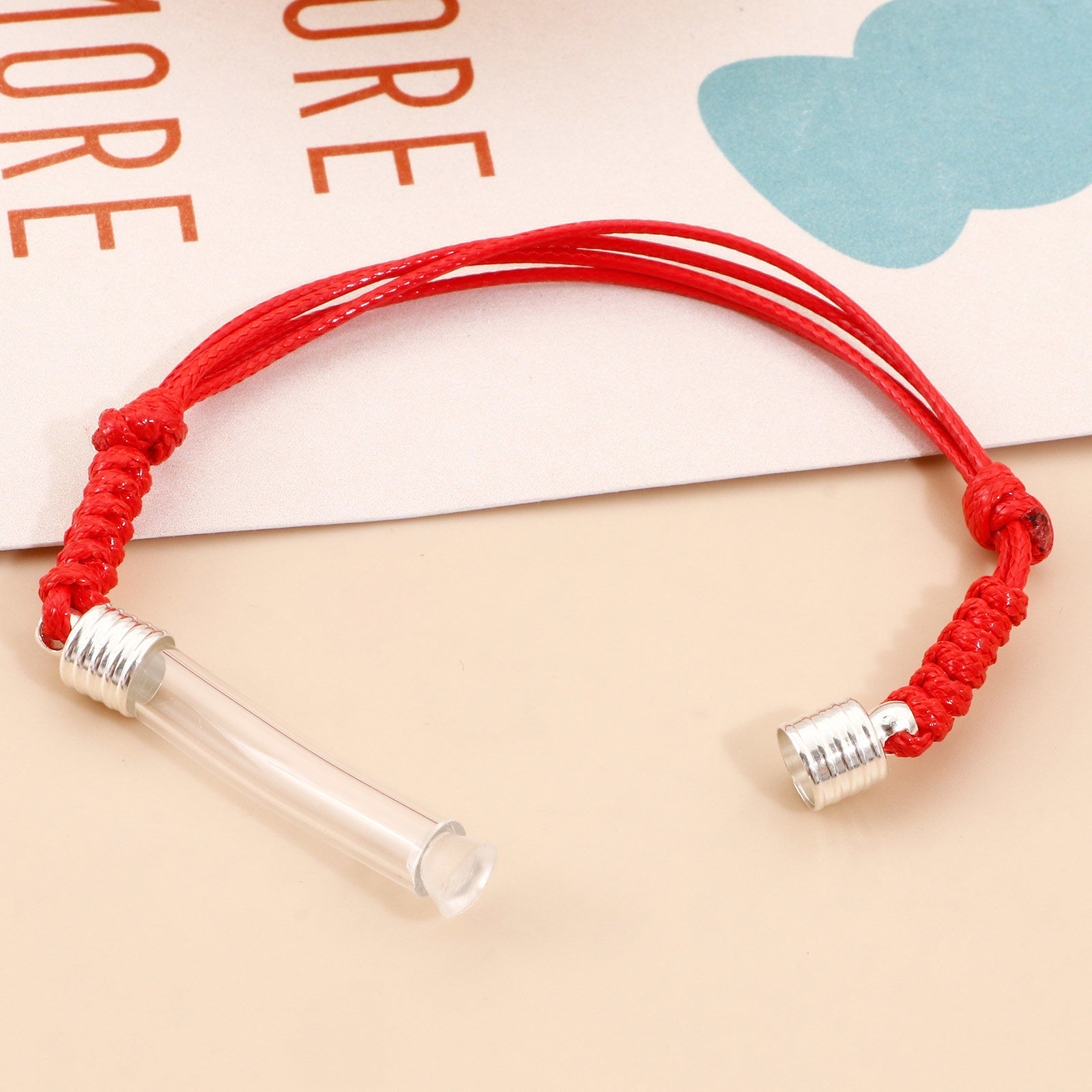 Picture of Transparent Glass Globe Bubble Bottle Braided Bracelets Accessories Findings Multicolor Curved Tube Can Open