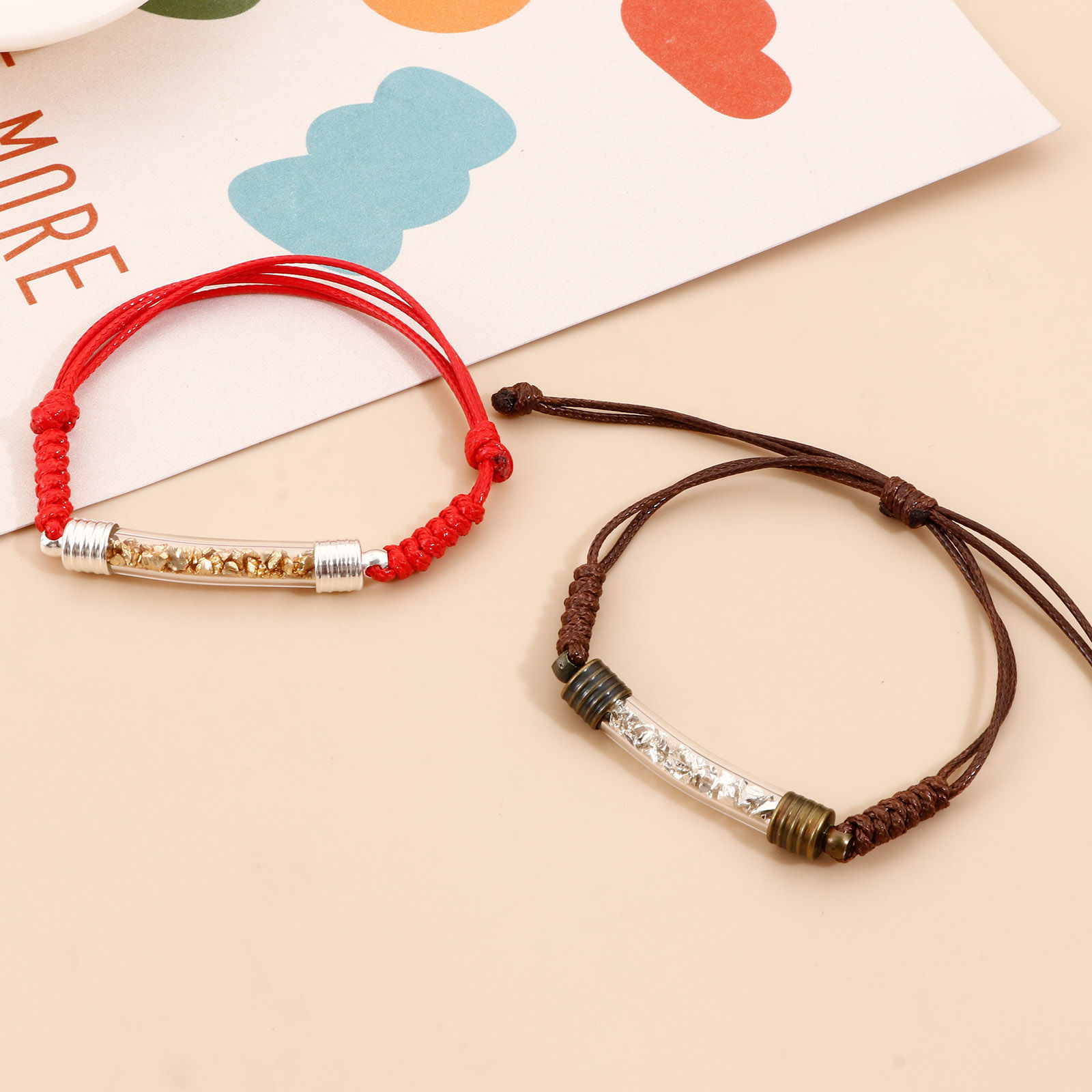 Picture of Transparent Glass Globe Bubble Bottle Braided Bracelets Accessories Findings Multicolor Curved Tube Can Open
