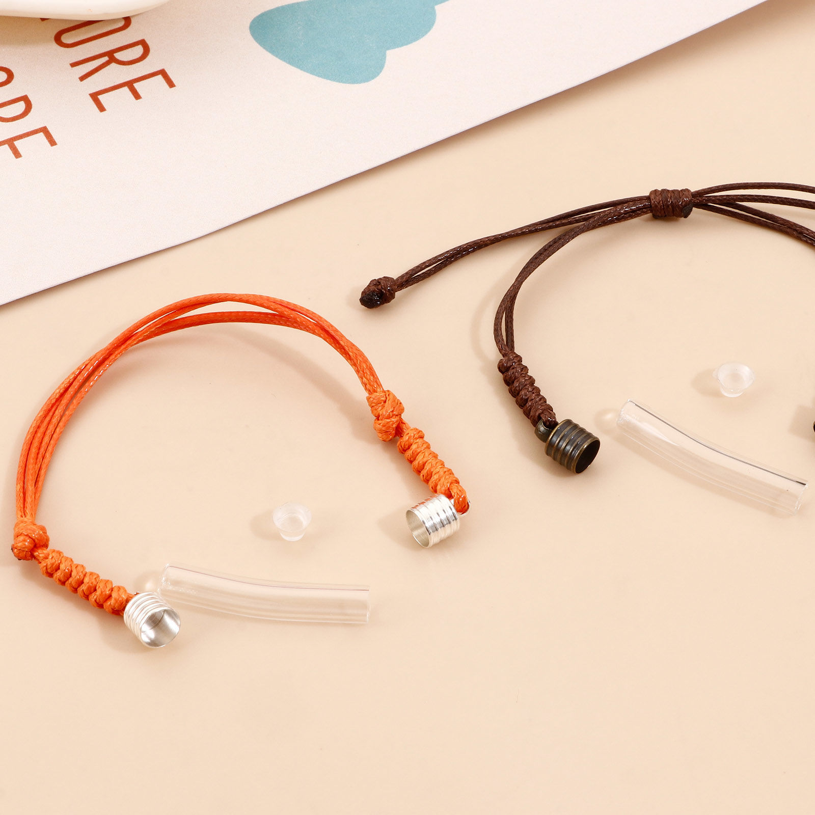 Picture of Transparent Glass Globe Bubble Bottle Braided Bracelets Accessories Findings Multicolor Curved Tube Can Open
