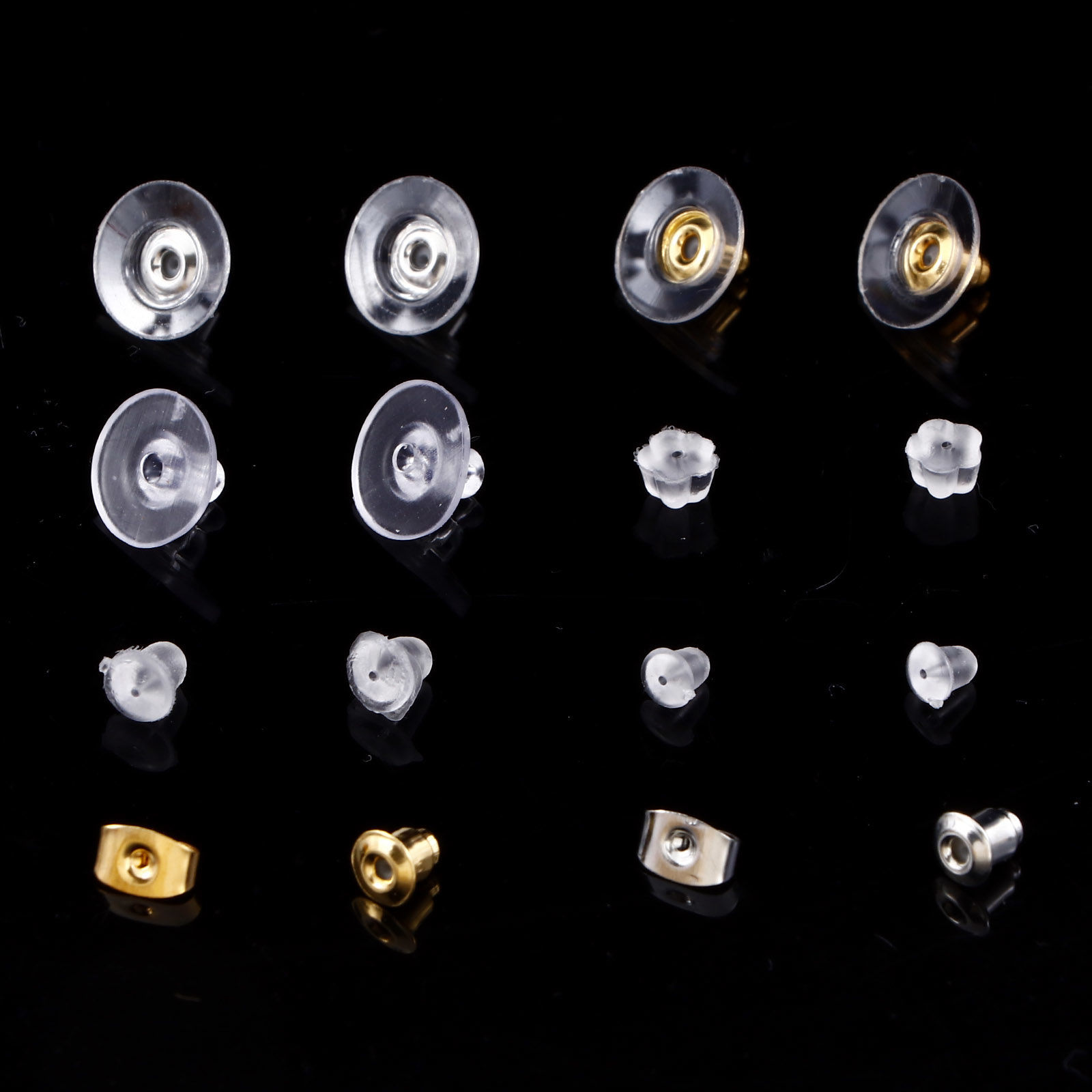 Picture of Iron Based Alloy Ear Nuts Post Stopper Earring Findings Mixed Multicolor 1 Box