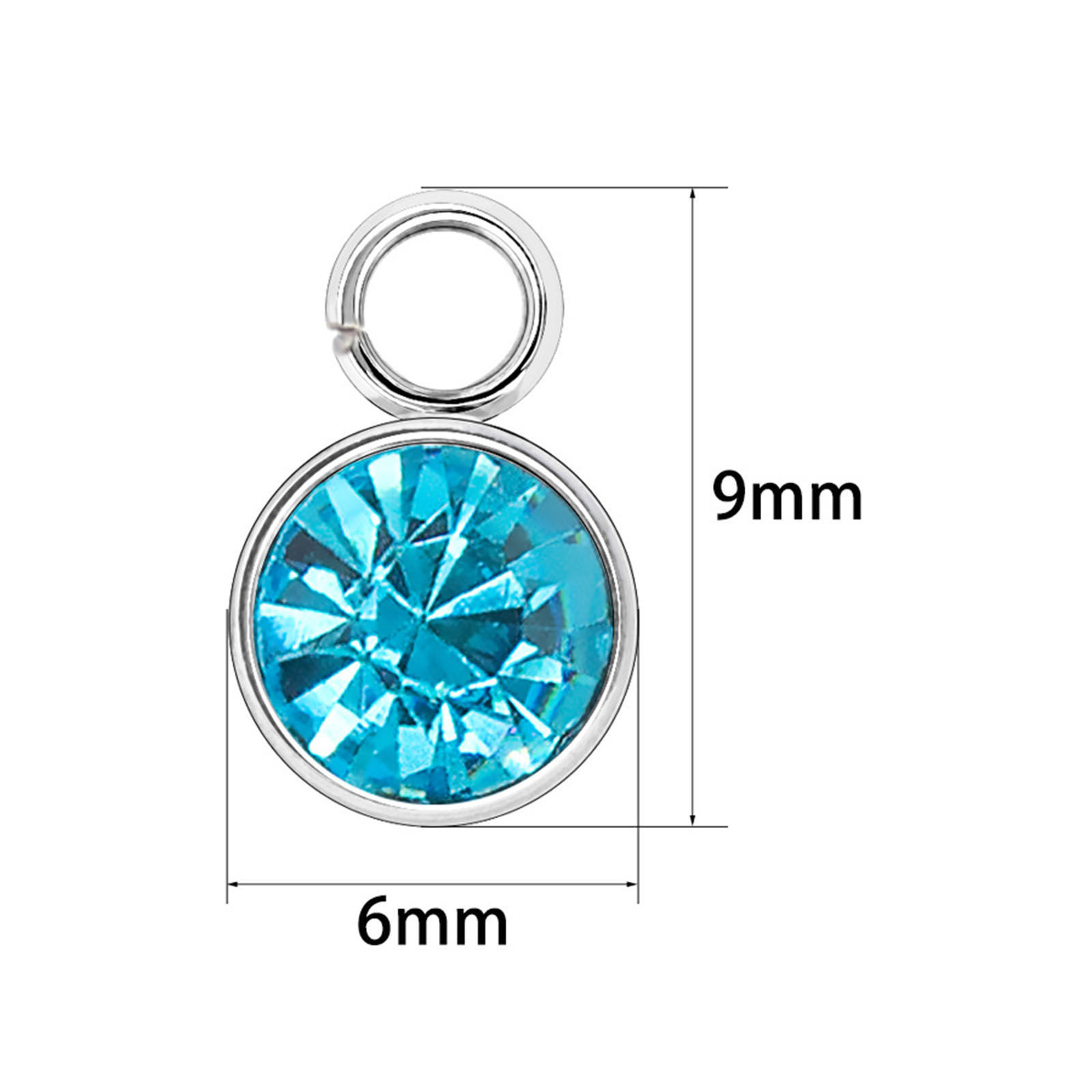 Bild von 304 Edelstahl Monatsstein Charms Rund Silberfarbe Bunt 6mm x 9mm, 10 Stück
