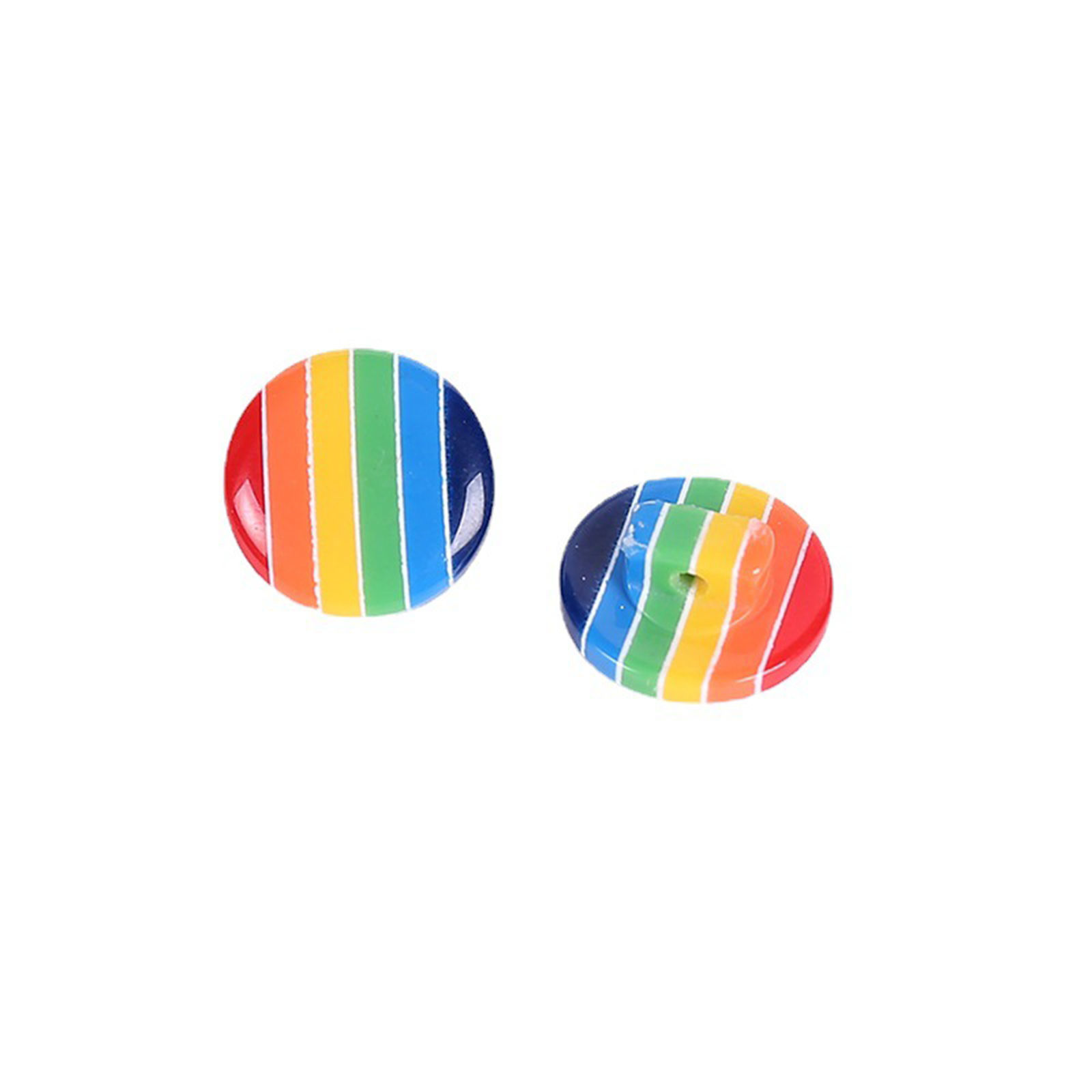 Bild von Harz Knöpfe Ösenknöpfe Rund Regenbogen Muster Bunt 14mm D., 50 Stück