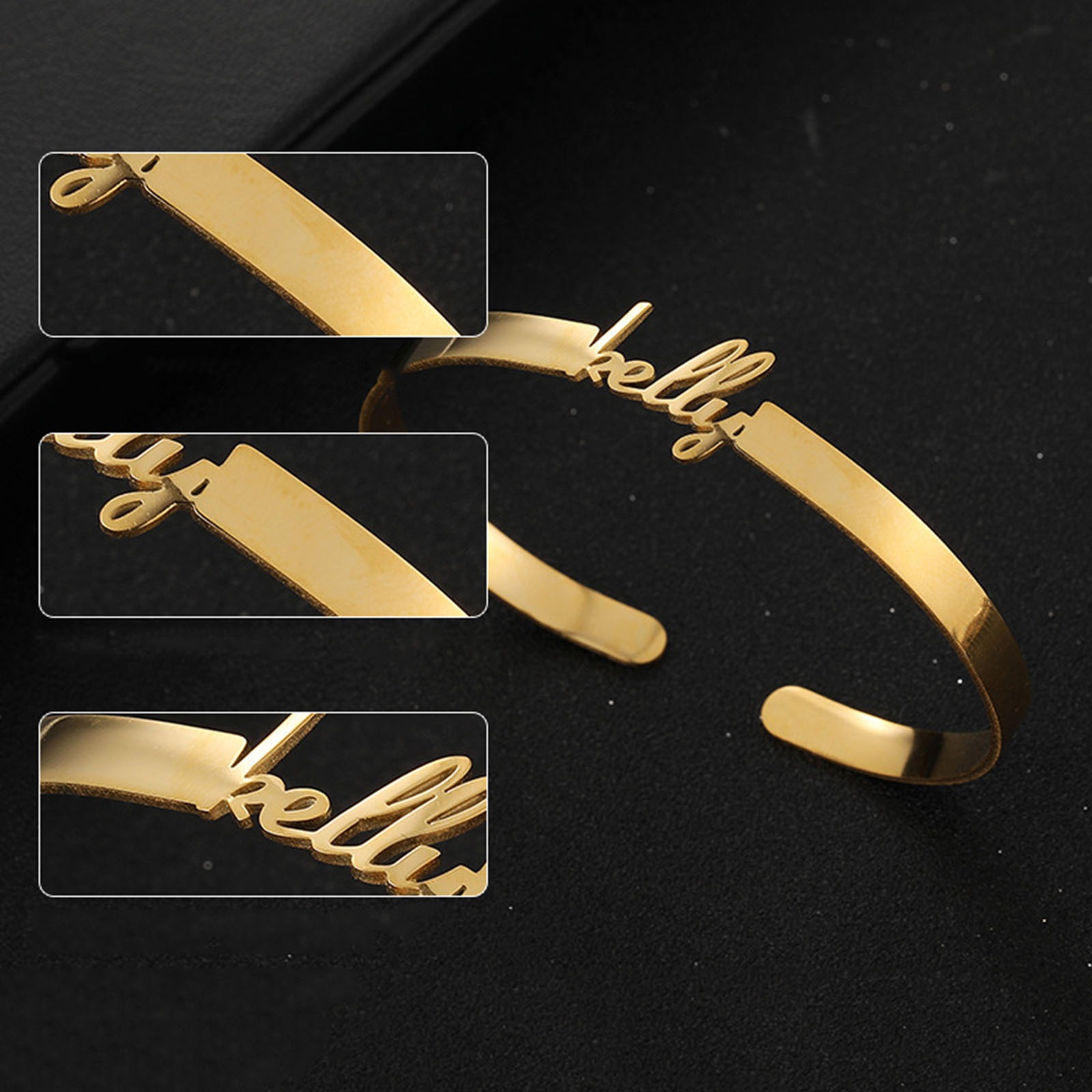 Bild von 304 Edelstahl Personalisierte Namensarmbänder, personalisierter Buchstaben-Charm-Anhänger Vergoldet 1 Stück