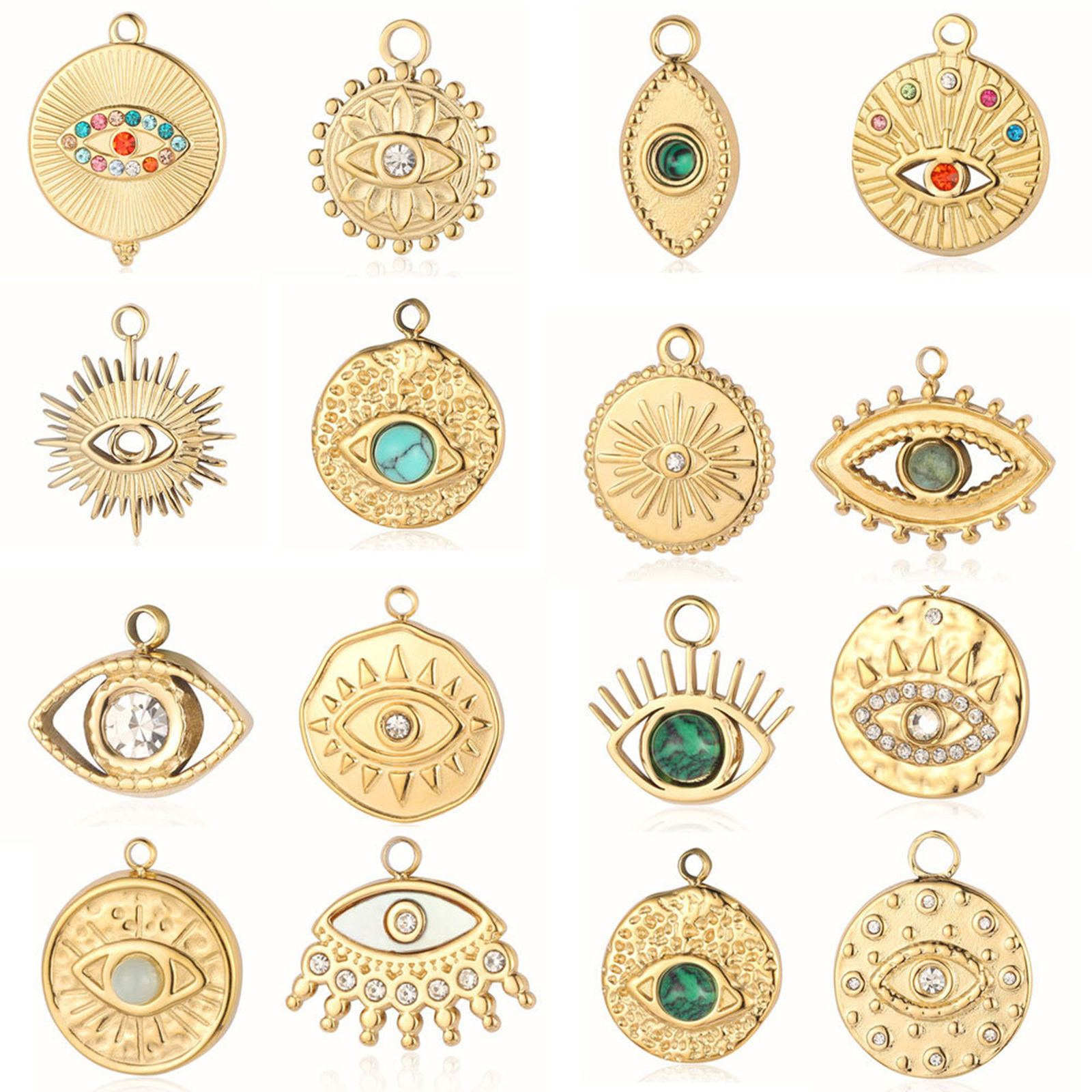 Picture of 304 Stainless Steel Religious Charms Multicolor Eye 1 Piece