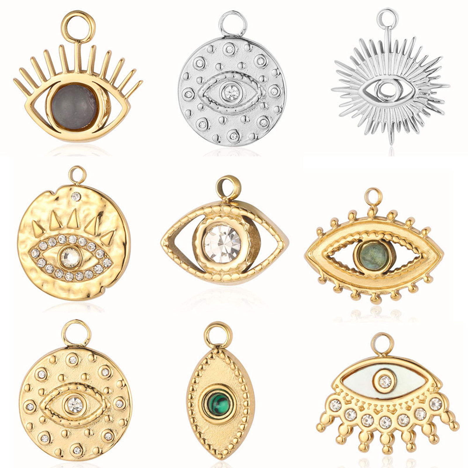 Picture of 304 Stainless Steel Religious Charms Multicolor Eye 1 Piece