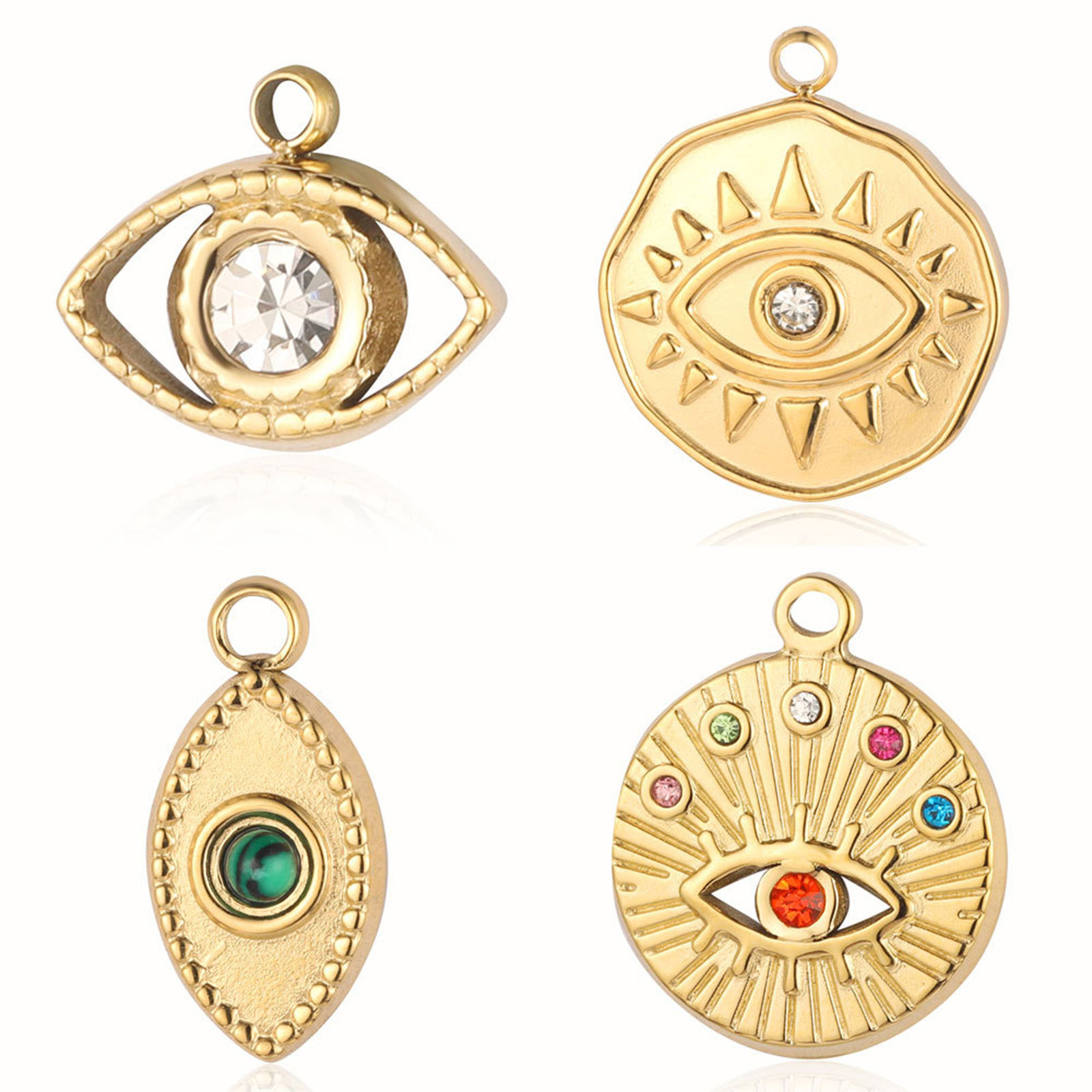 Picture of 304 Stainless Steel Religious Charms Multicolor Eye 1 Piece