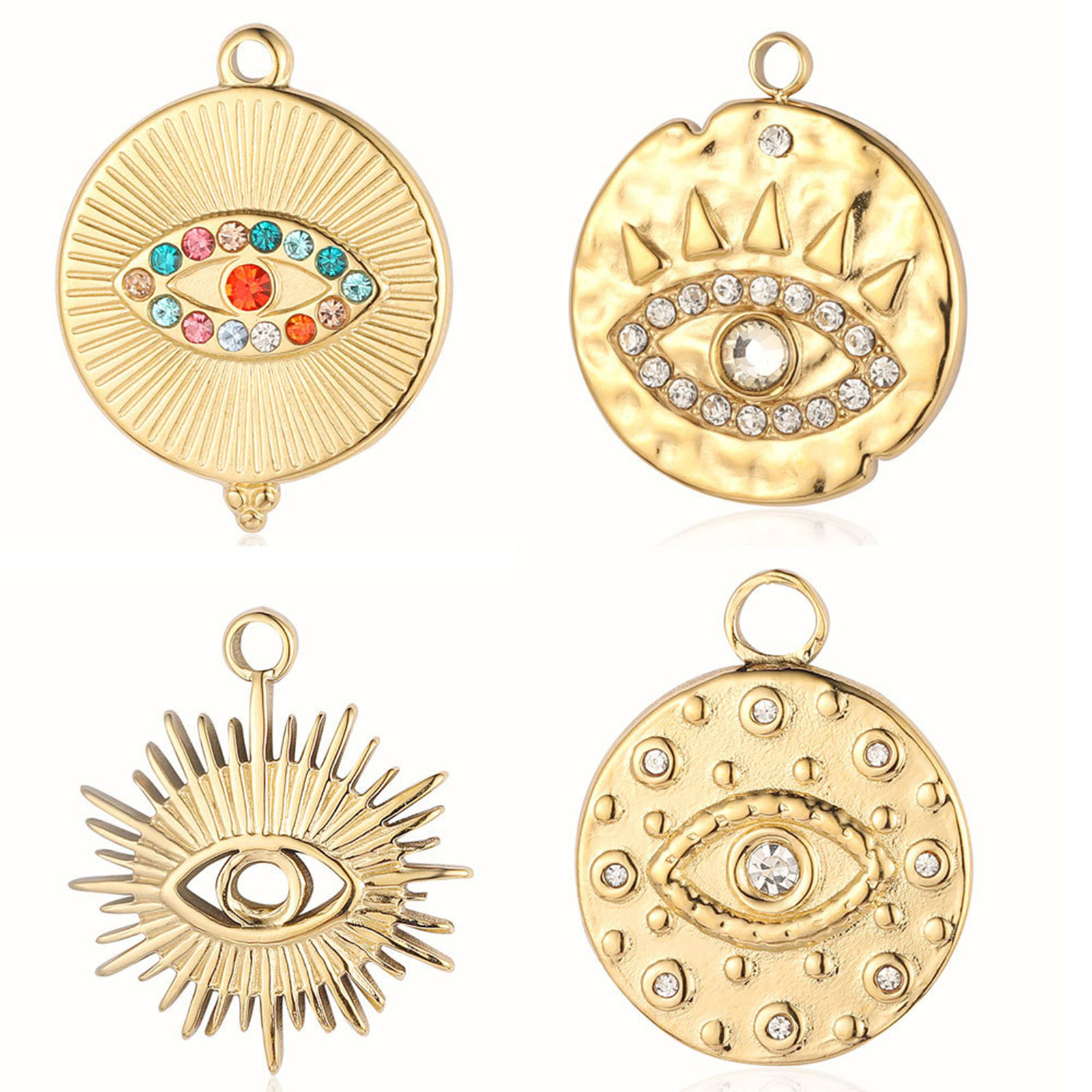 Picture of 304 Stainless Steel Religious Charms Multicolor Eye 1 Piece