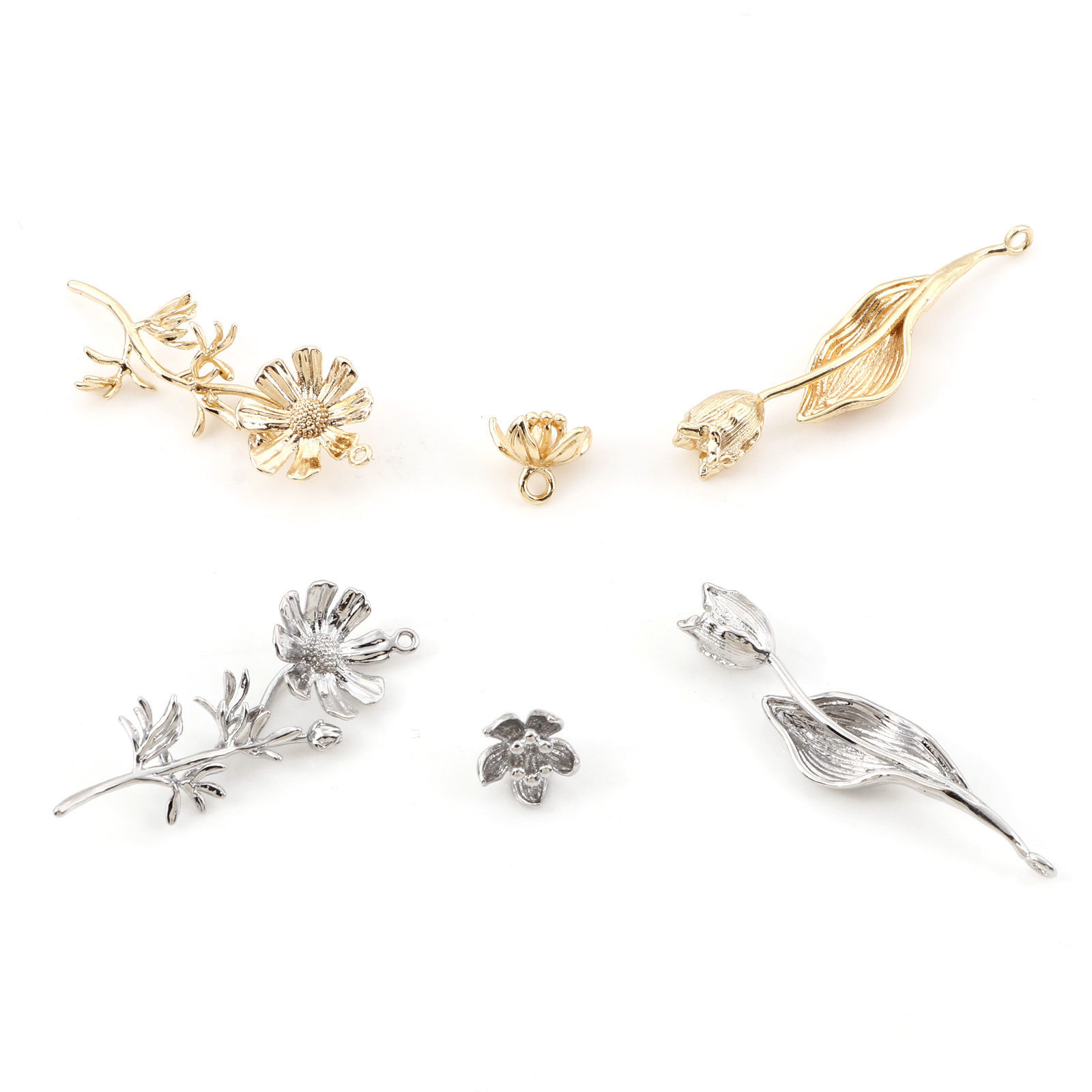 Picture of Brass Pendants Real Gold Plated Flower Leaves 3D