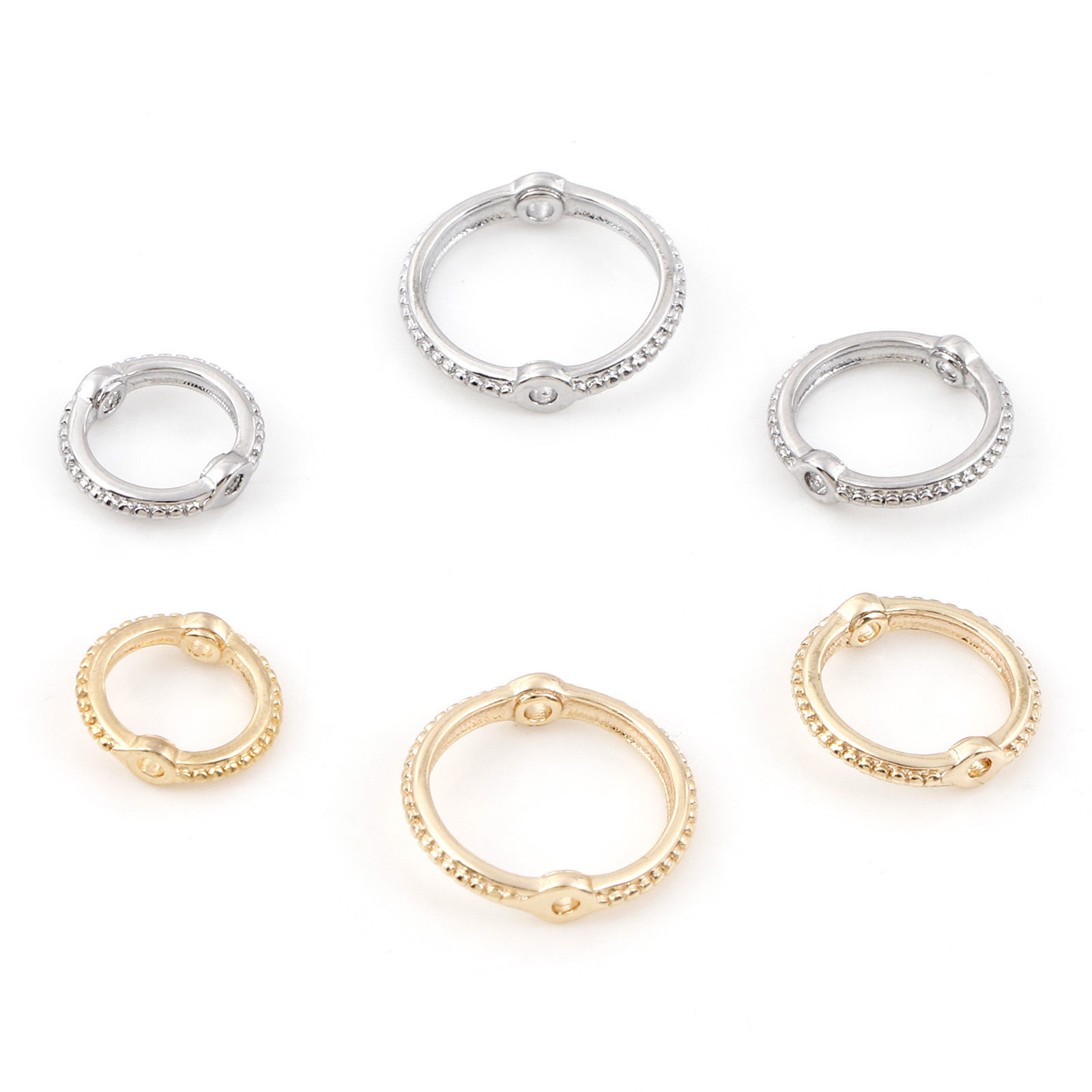 Imagen de Latón Marcos de Cuentas Anillo Punto Oro Real Chapado 5 Unidades