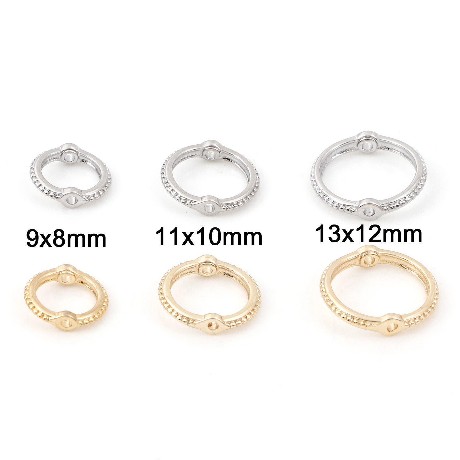 Imagen de Latón Marcos de Cuentas Anillo Punto Oro Real Chapado 5 Unidades