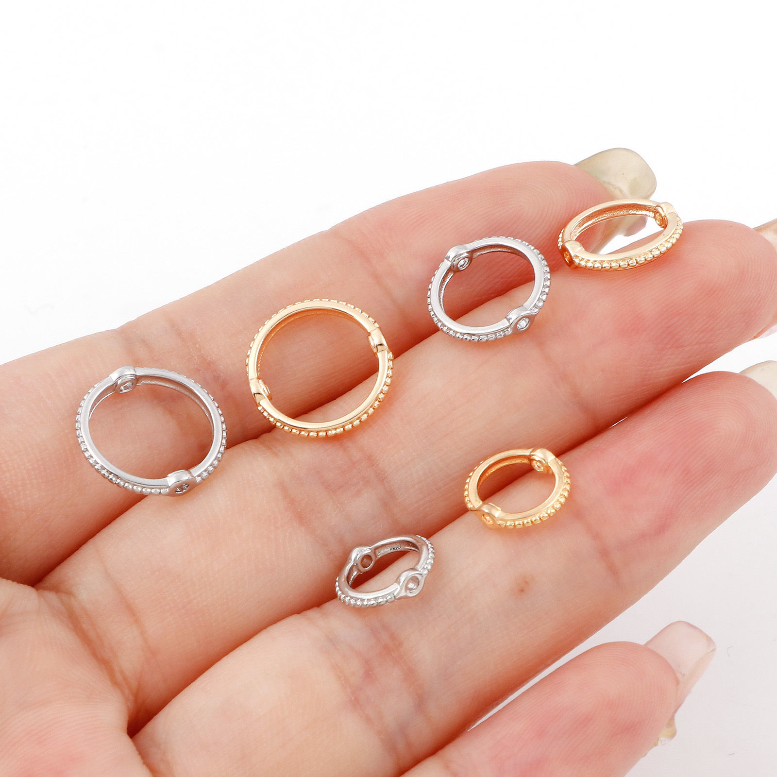 Imagen de Latón Marcos de Cuentas Anillo Punto Oro Real Chapado 5 Unidades