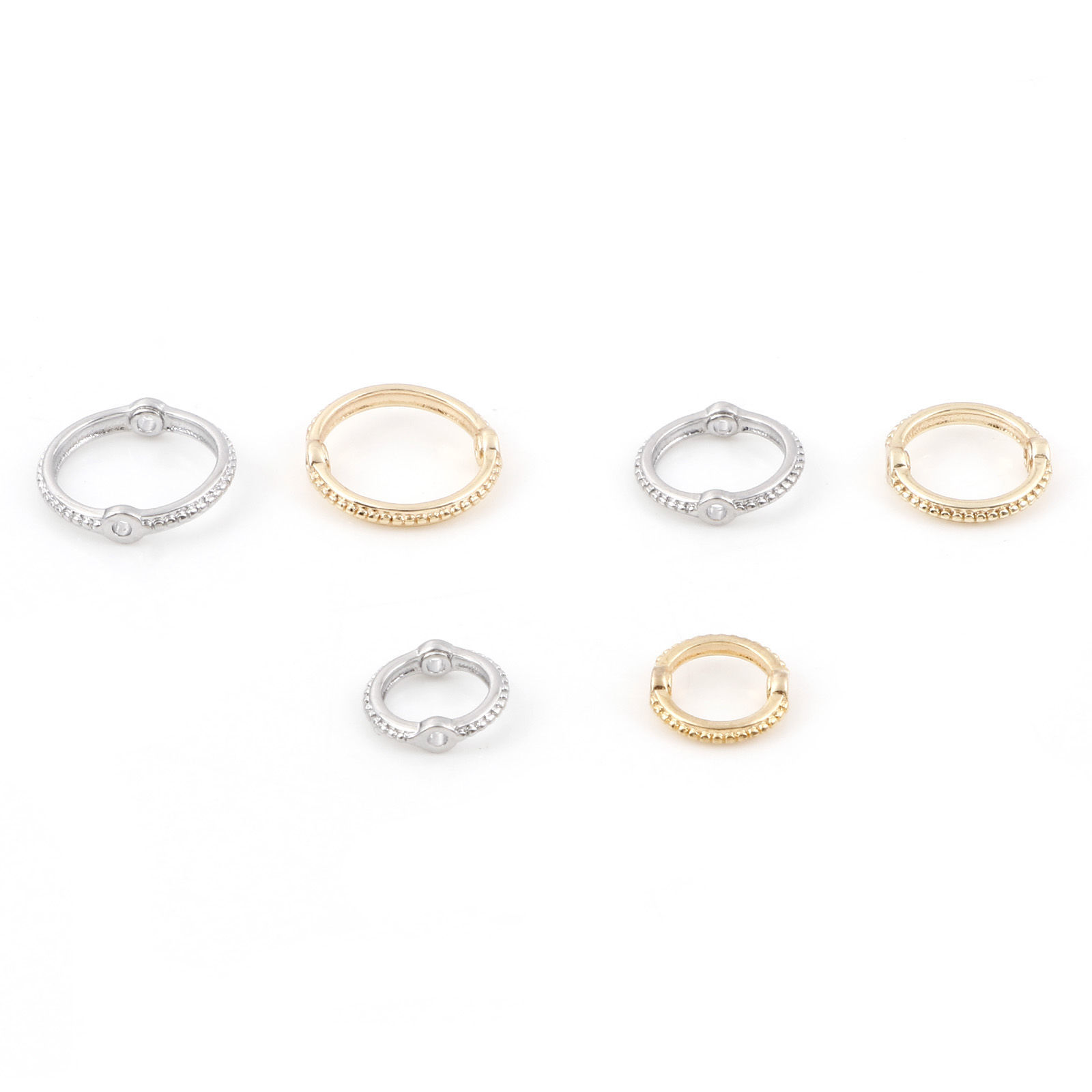 Imagen de Latón Marcos de Cuentas Anillo Punto Oro Real Chapado 5 Unidades