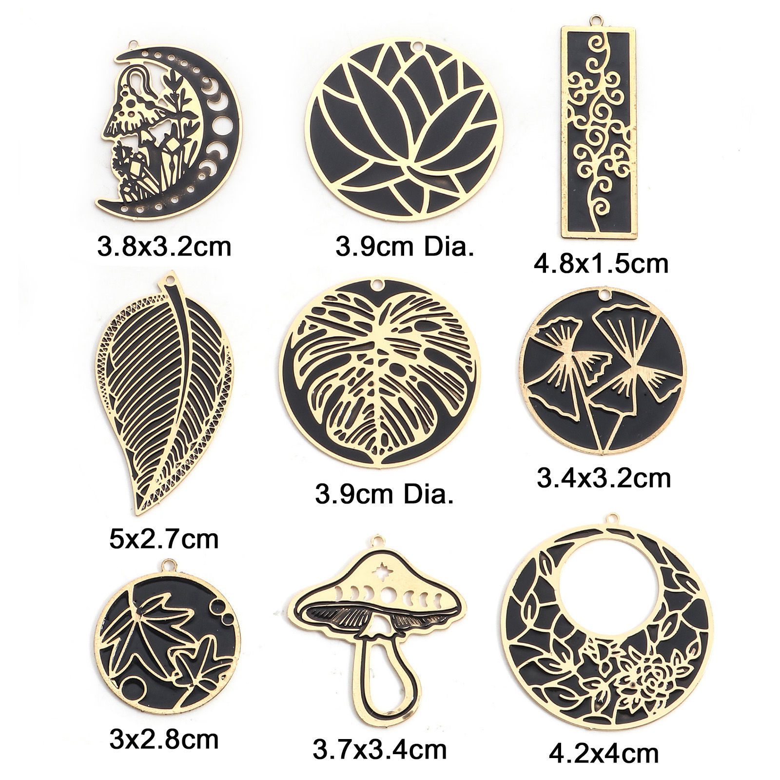 Imagen de Hierro Colgantes Chapado en Oro Negro Esmalte 2 Unidades