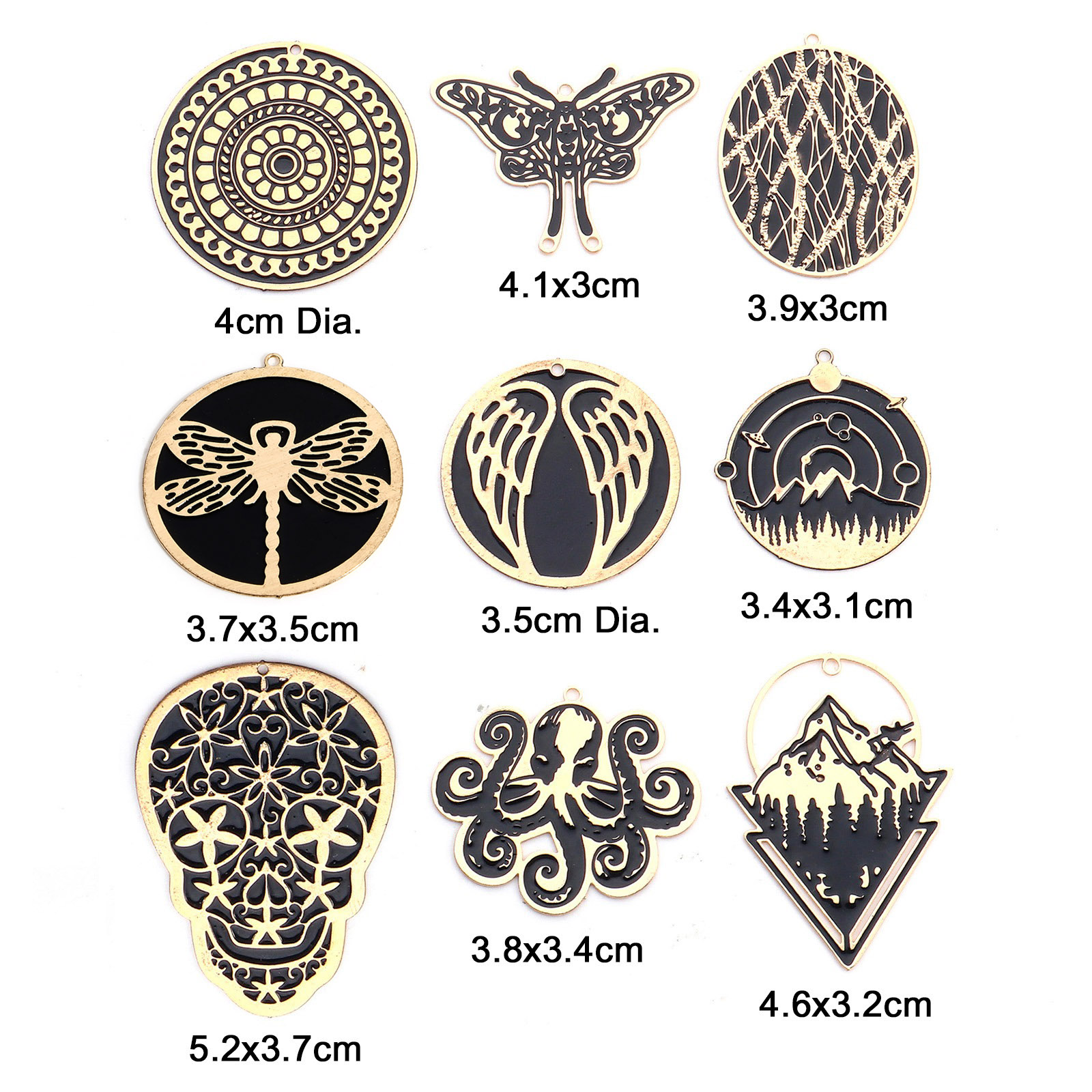 Imagen de Hierro Colgantes Chapado en Oro Negro Esmalte 2 Unidades