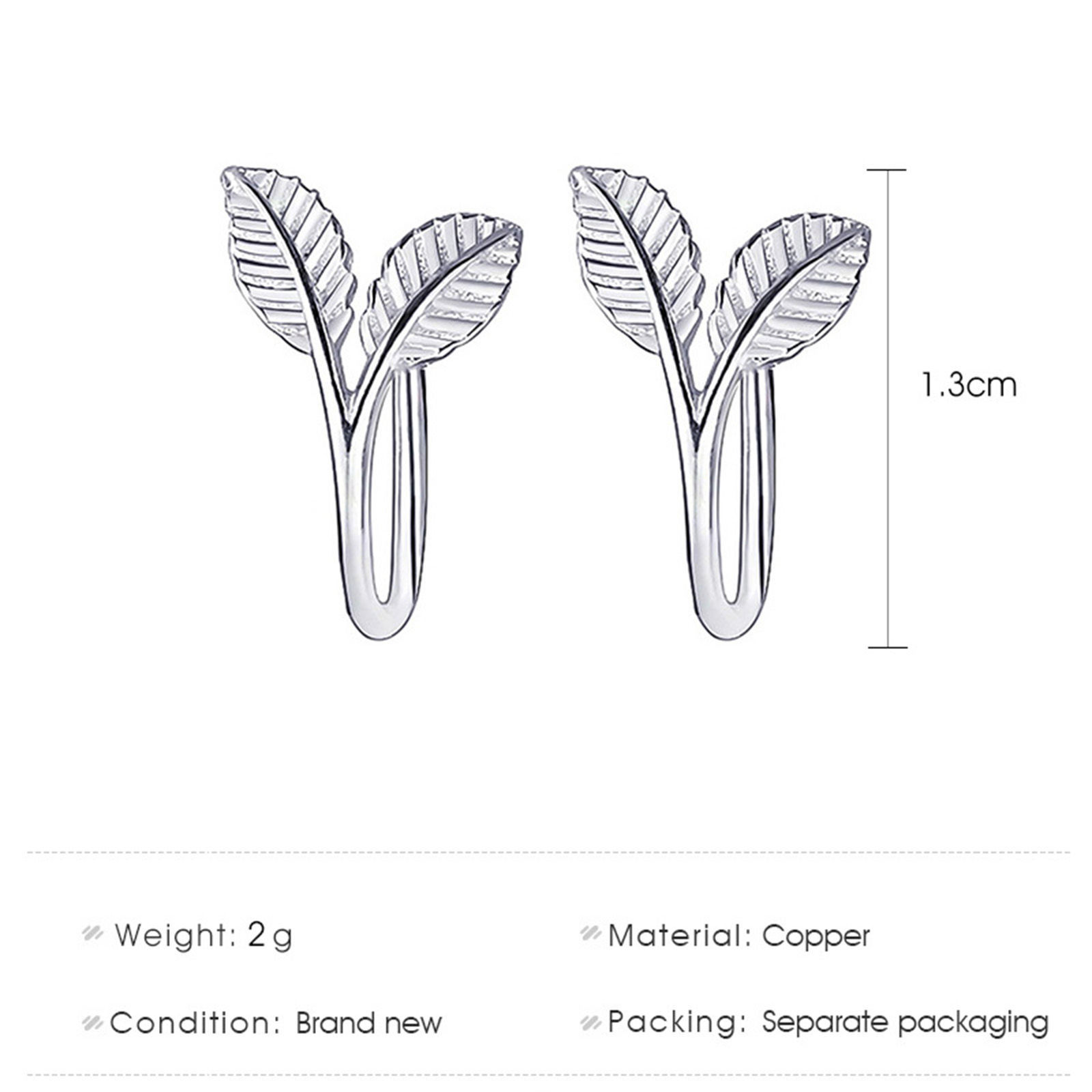 Imagen de Cobre Elegante Pendientes con Clip Sin Perforaciones Multicolor Hoja 1 Par