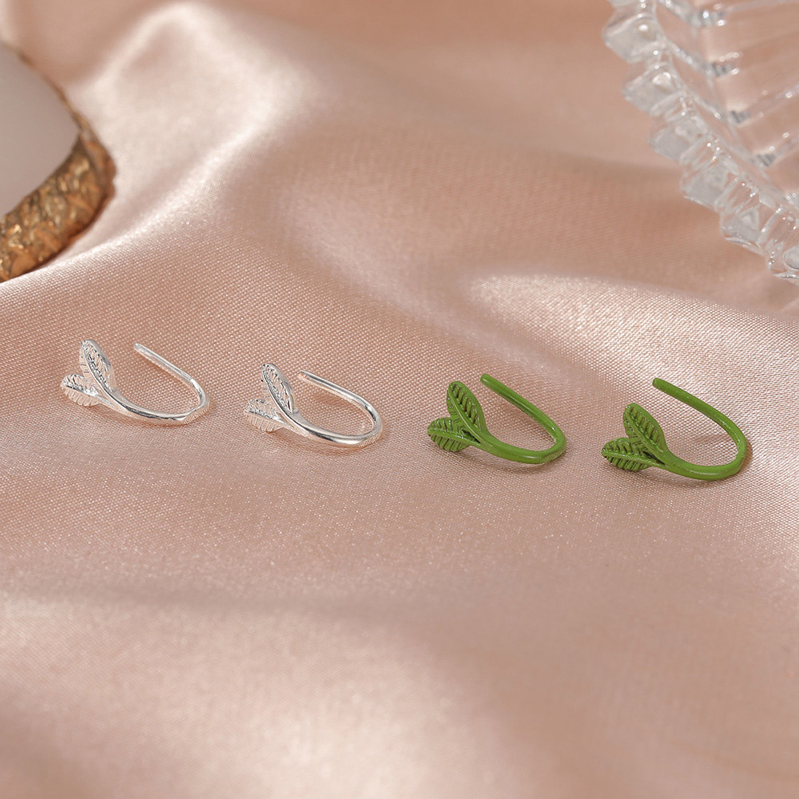 Imagen de Cobre Elegante Pendientes con Clip Sin Perforaciones Multicolor Hoja 1 Par
