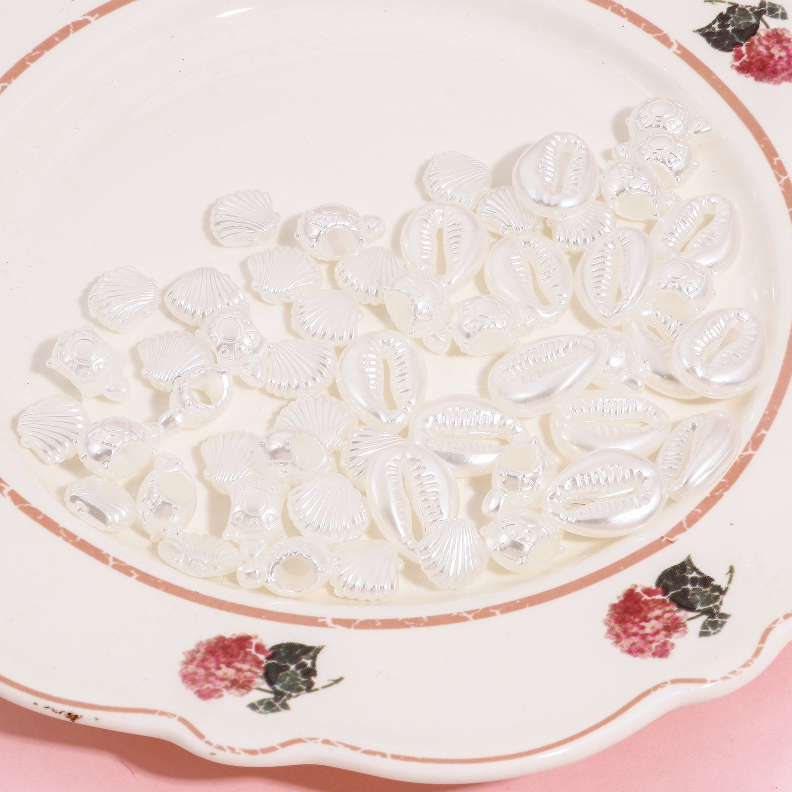 Picture of Acrylic Beads For DIY Jewelry Making White Shell Tortoise Imitation Pearl