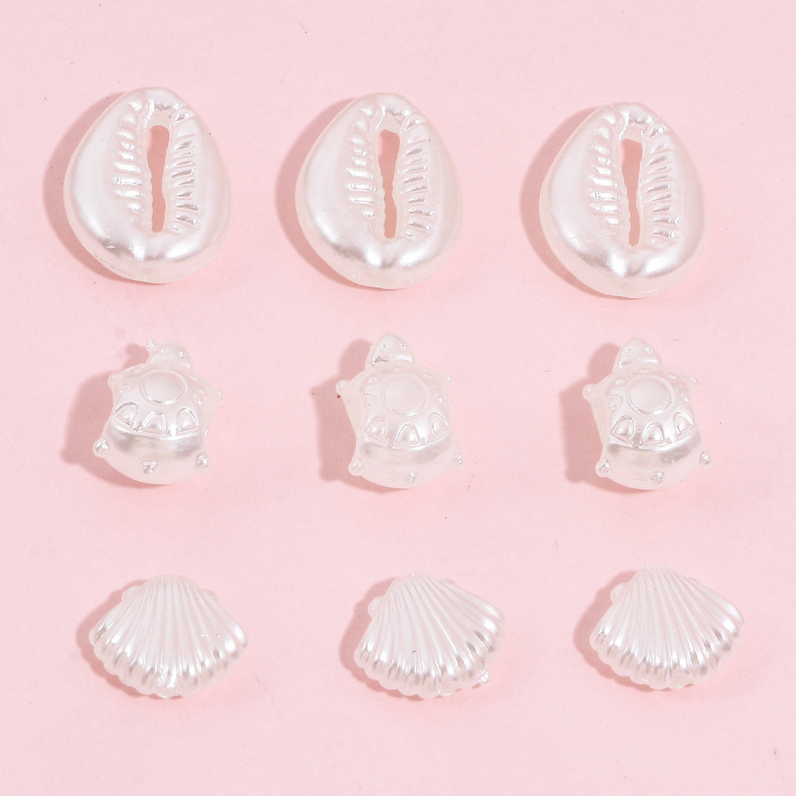 Picture of Acrylic Beads For DIY Jewelry Making White Shell Tortoise Imitation Pearl