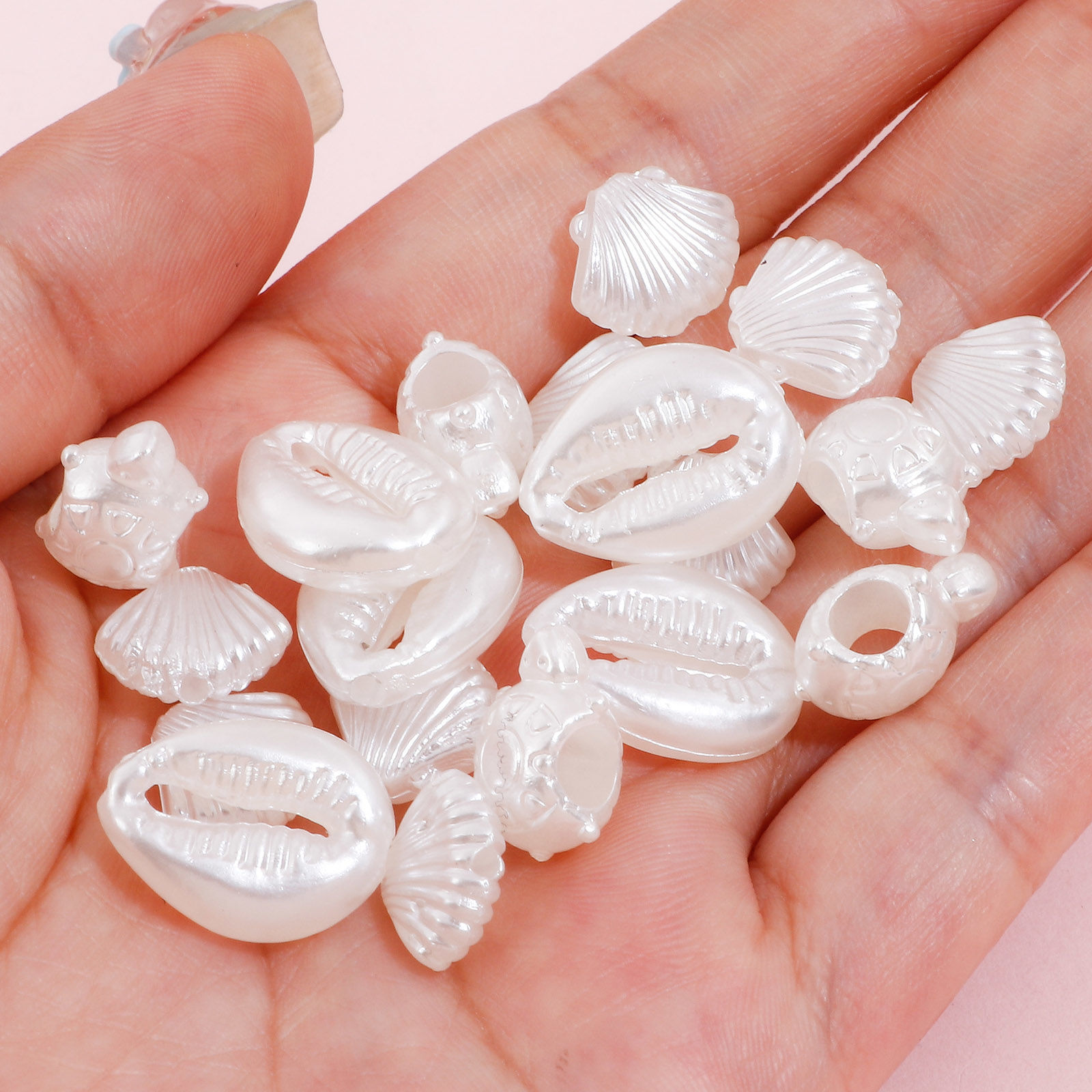 Picture of Acrylic Beads For DIY Jewelry Making White Shell Tortoise Imitation Pearl