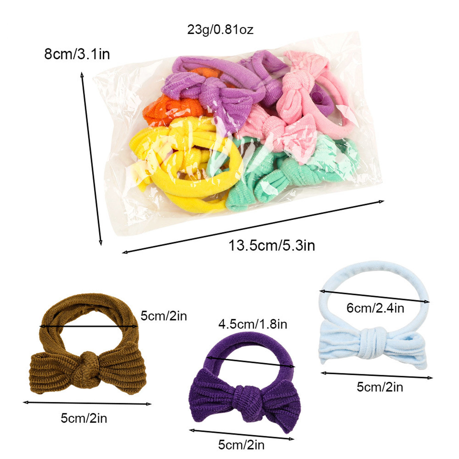 Picture of Elastic Fabric Cute Ponytail Holder Hair Ties Band Scrunchies Multicolor Bowknot