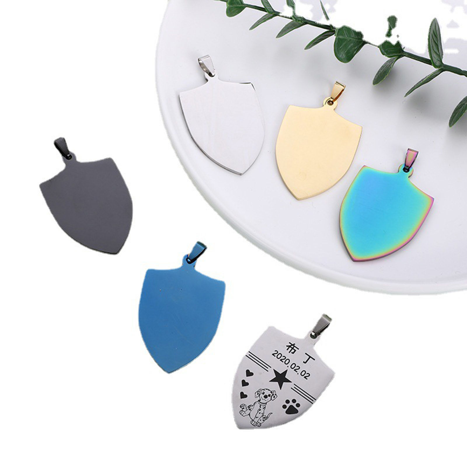 Picture of 201 Stainless Steel Blank Stamping Tags Pendants Shield Mirror Polishing 32mm x 52mm