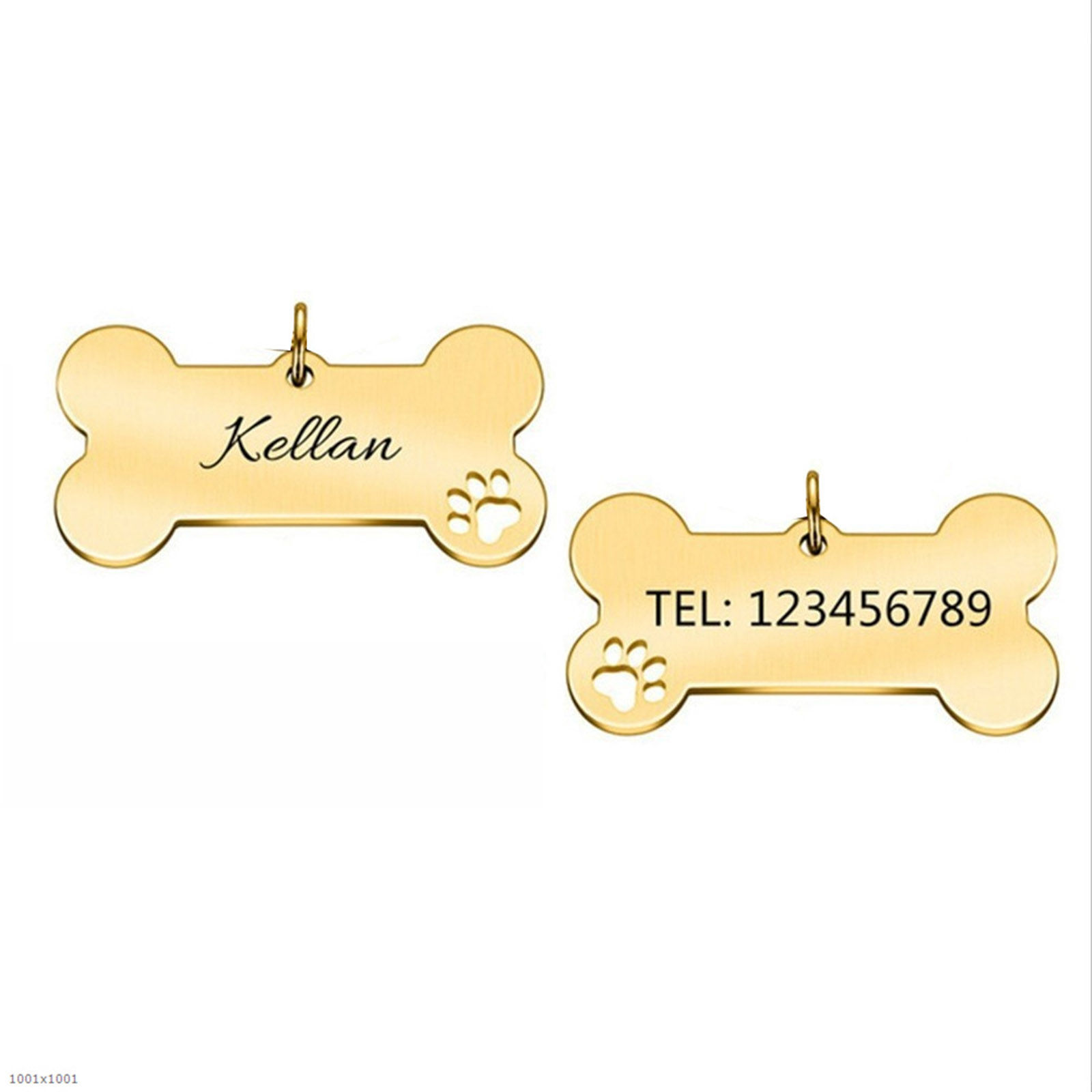 Picture of 201 Stainless Steel Pet Memorial Blank Stamping Tags Pendants Bone Paw Print Mirror Polishing 40mm x 20mm