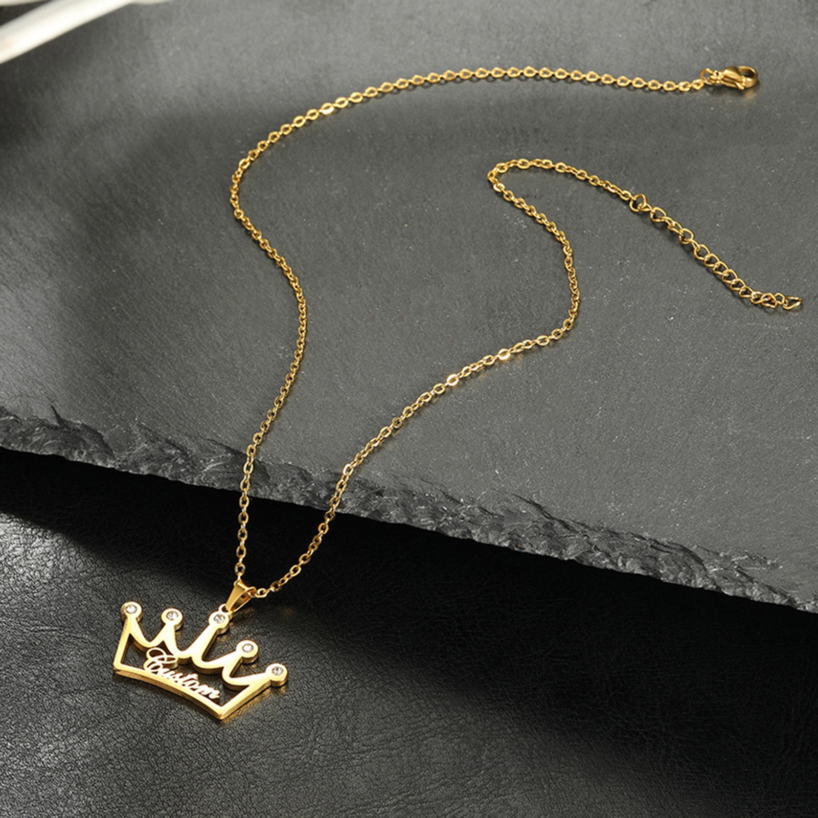 Picture of 304 Stainless Steel Customized Name Necklace Personalized Letter Charm Pendant Gold Plated 52cm(20.5") long
