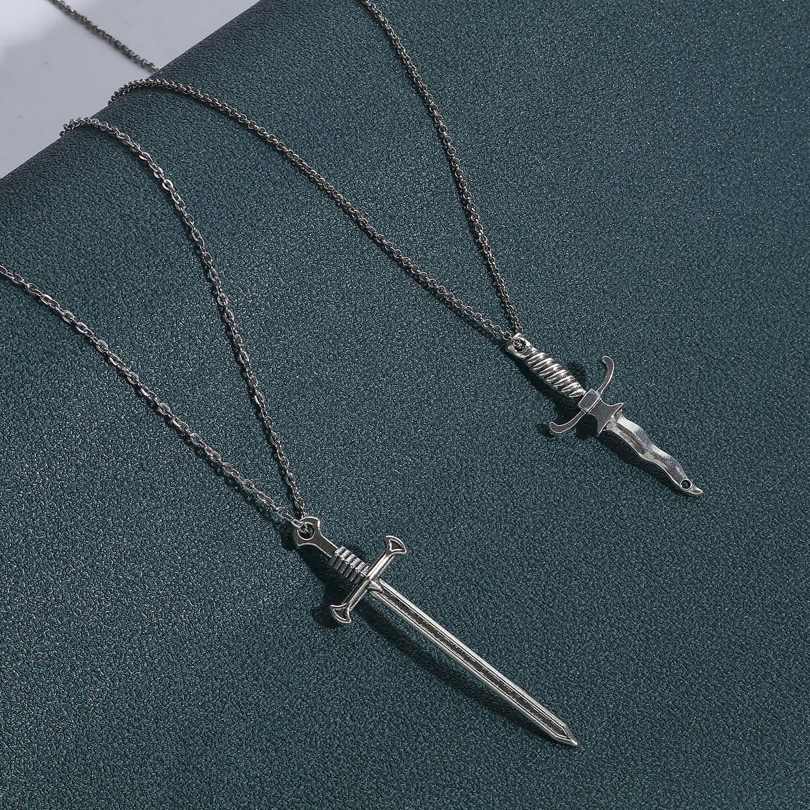 Picture of Zinc Based Alloy Pendants Antique Silver Color Sword 3D
