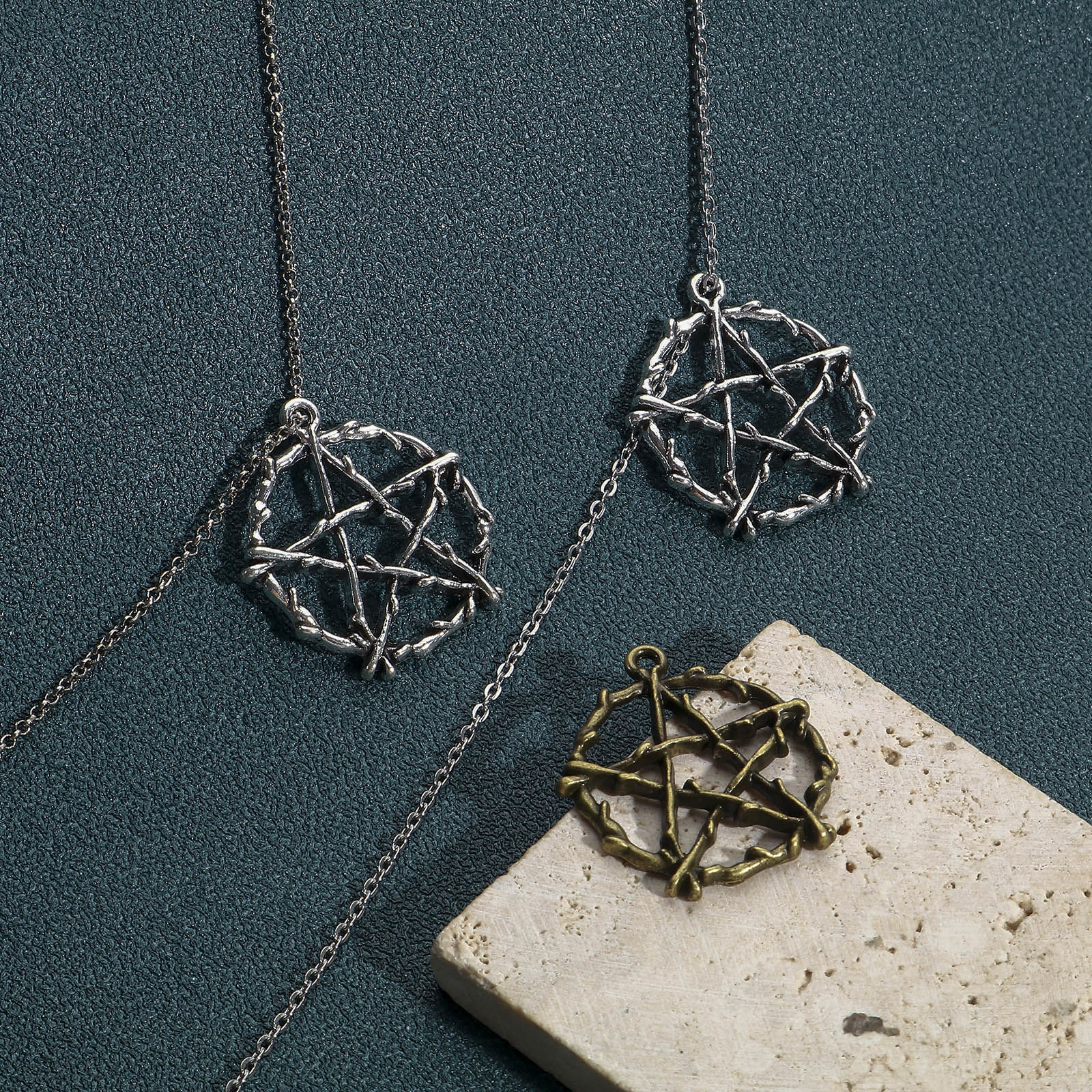 Picture of Zinc Based Alloy Charms Multicolor Pentagram Star Hollow 28mm x 26mm