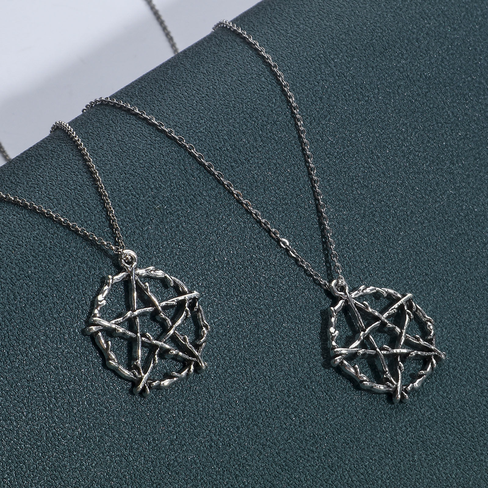 Picture of Zinc Based Alloy Charms Multicolor Pentagram Star Hollow 28mm x 26mm