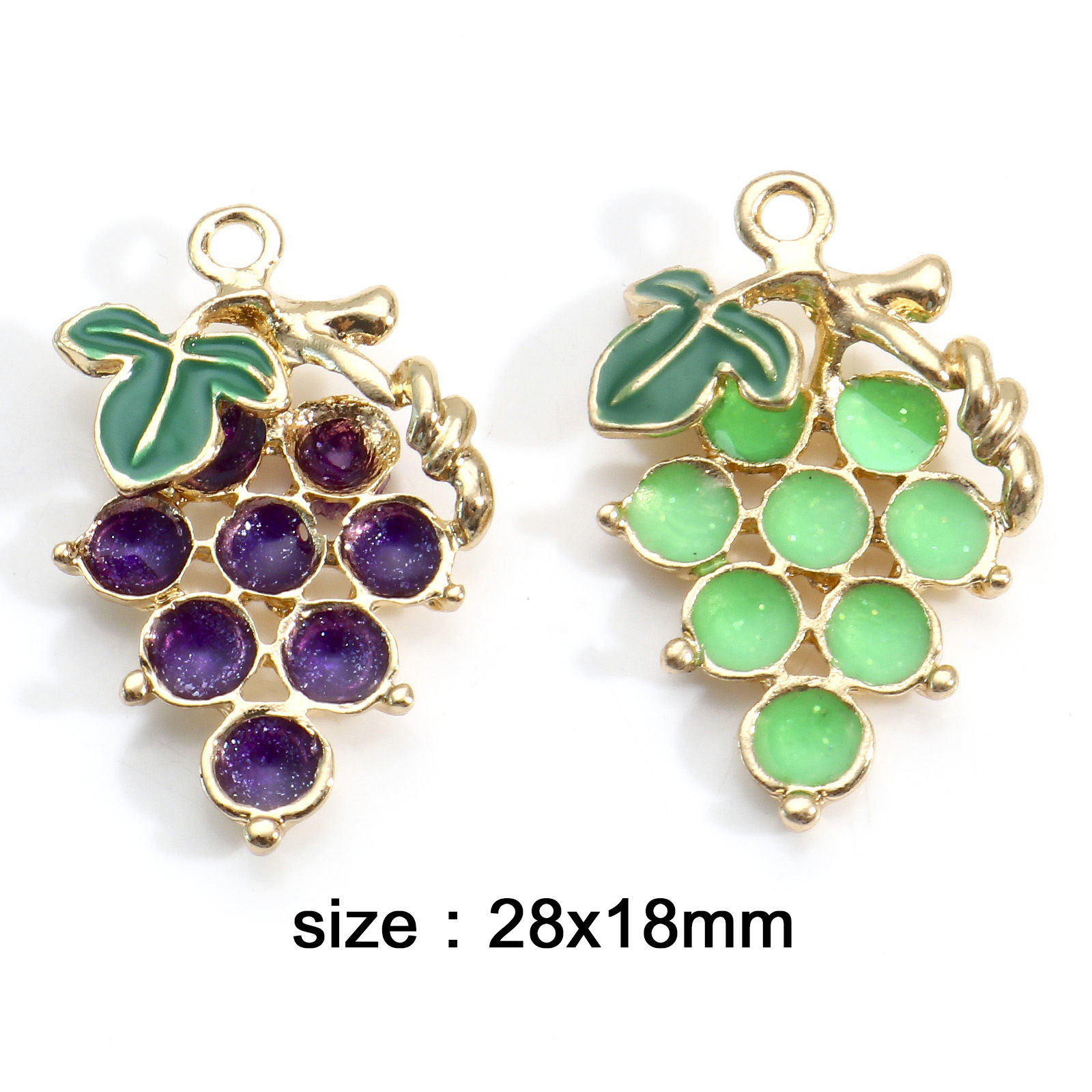 Imagen de Zamak Colgantes Charms Chapado en Oro Multicolor Uva Esmalte 28mm x 18mm, 5 Unidades